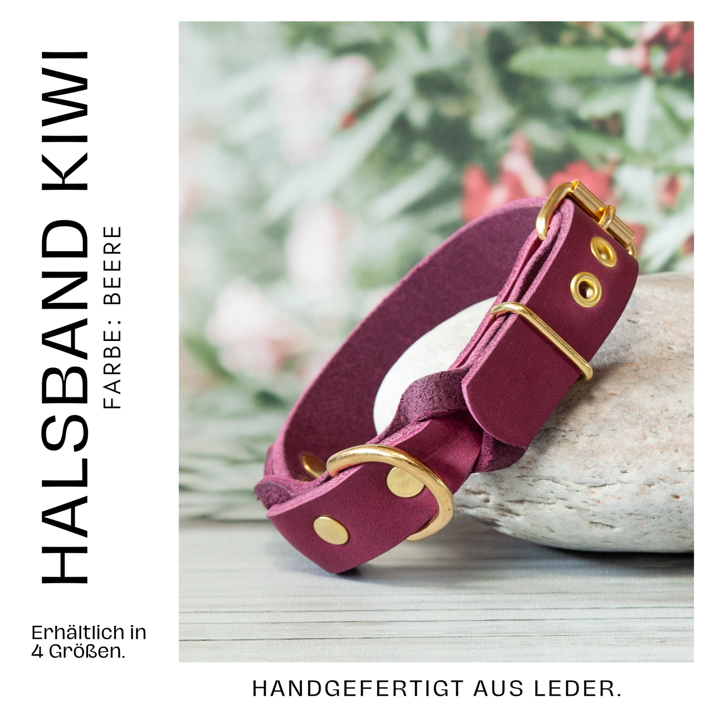 Set KIWI | Lederleine und Halsband | Beere