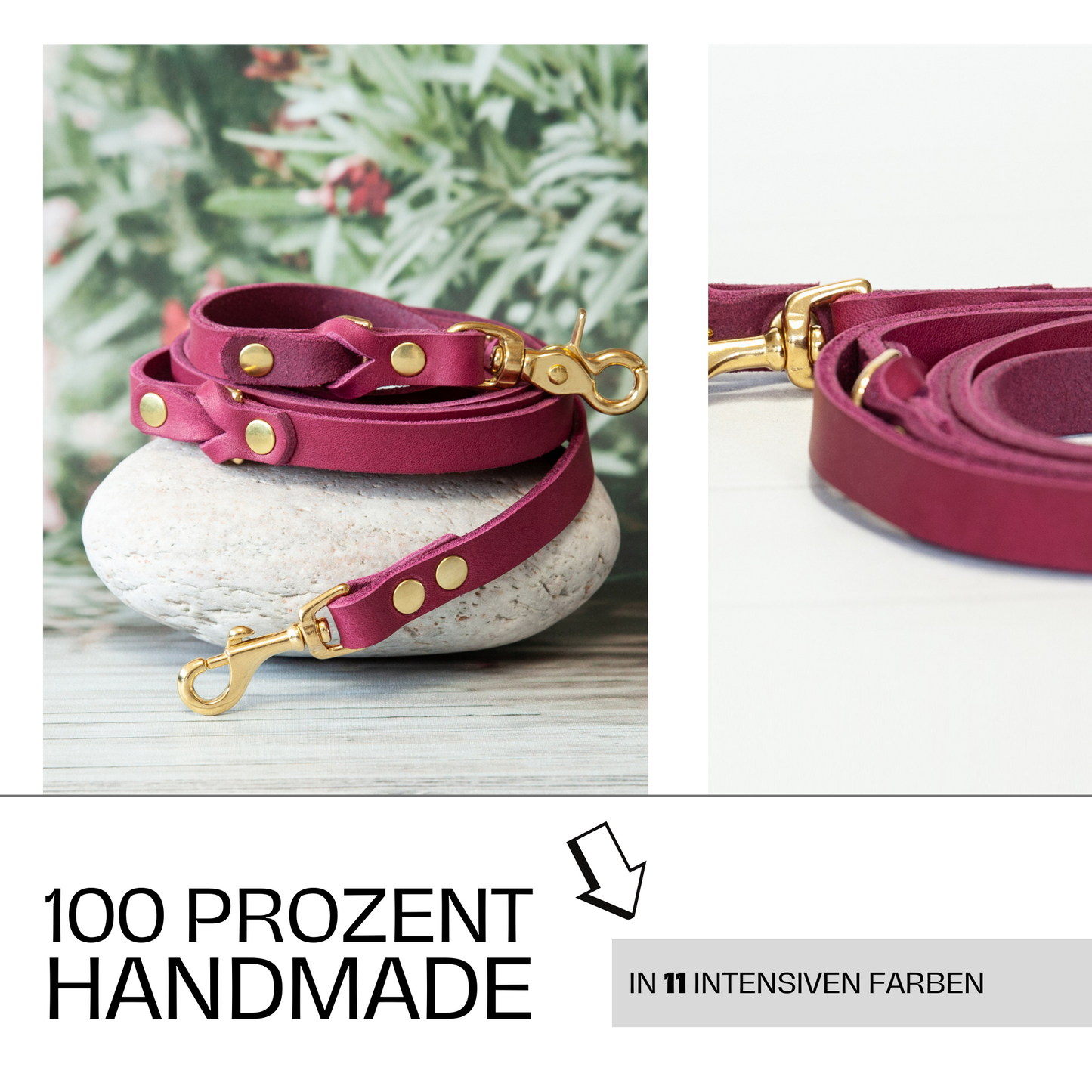 Set KIWI | Lederleine und Halsband | Beere