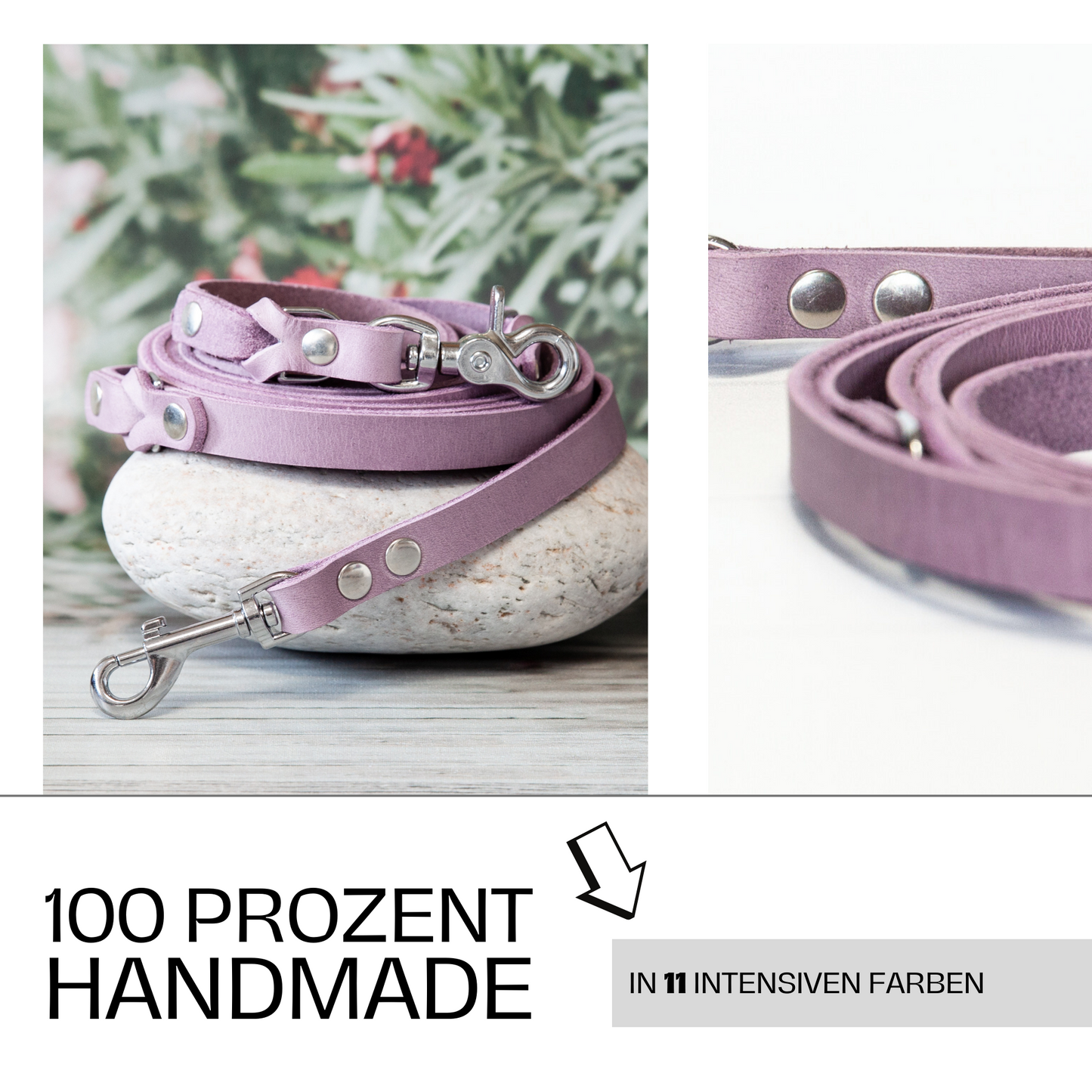 Set KIWI | Lederleine und Halsband | Lavendel