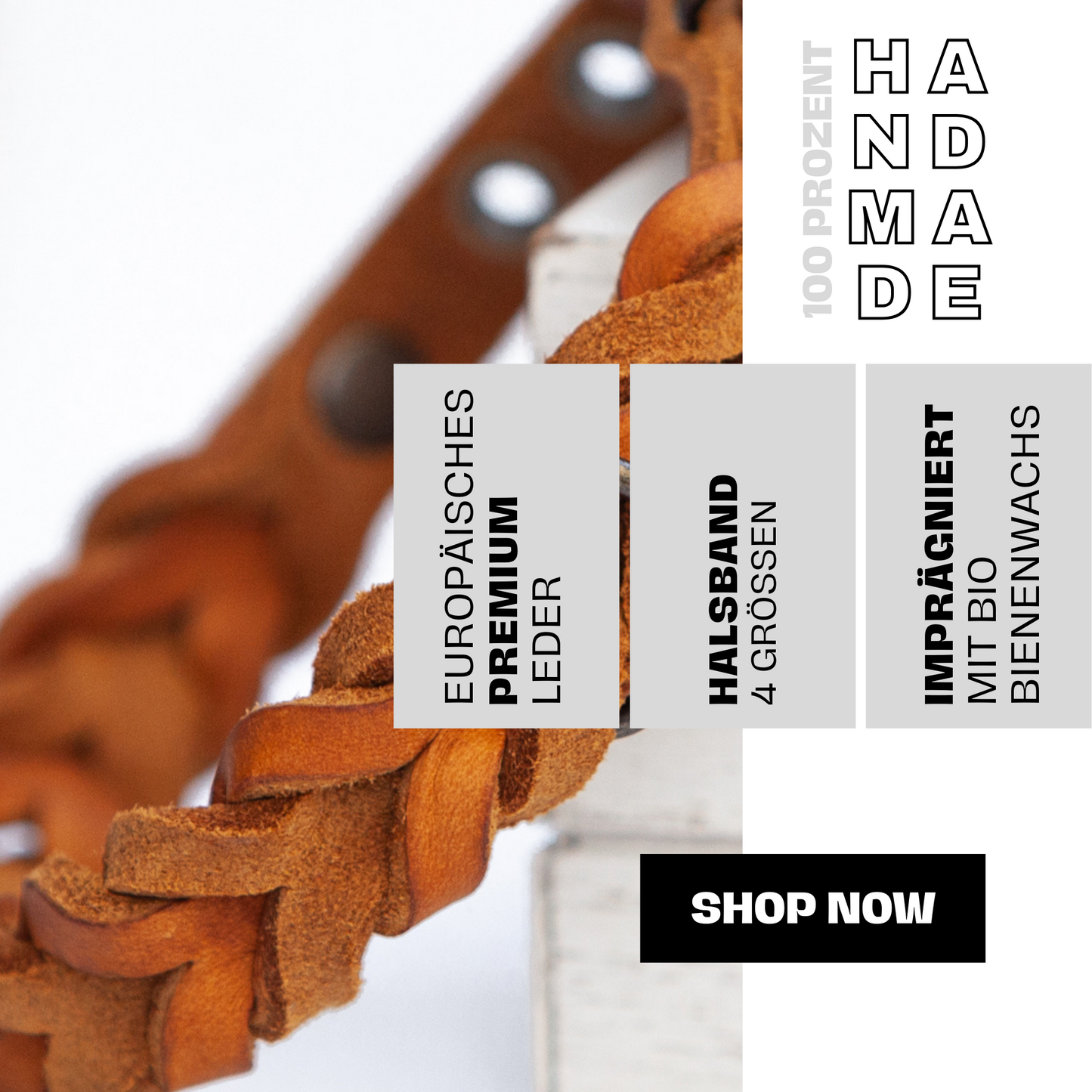 Premium-Lederhalsband ELLA in Cognac – 100 % handgefertigt, weich im Griff und jetzt im Shop erhältlich.