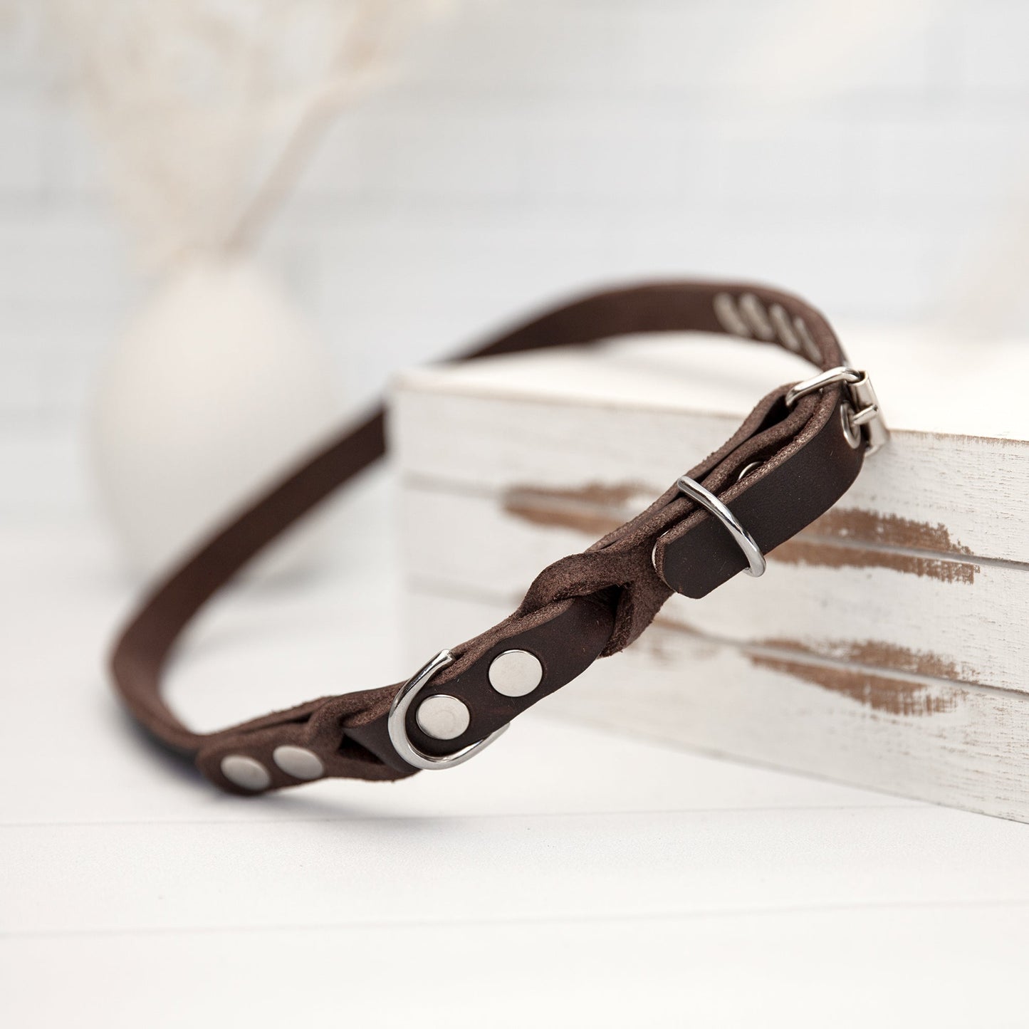 Set JIMINY für große Hunde | Lederleine und Halsband | Braun