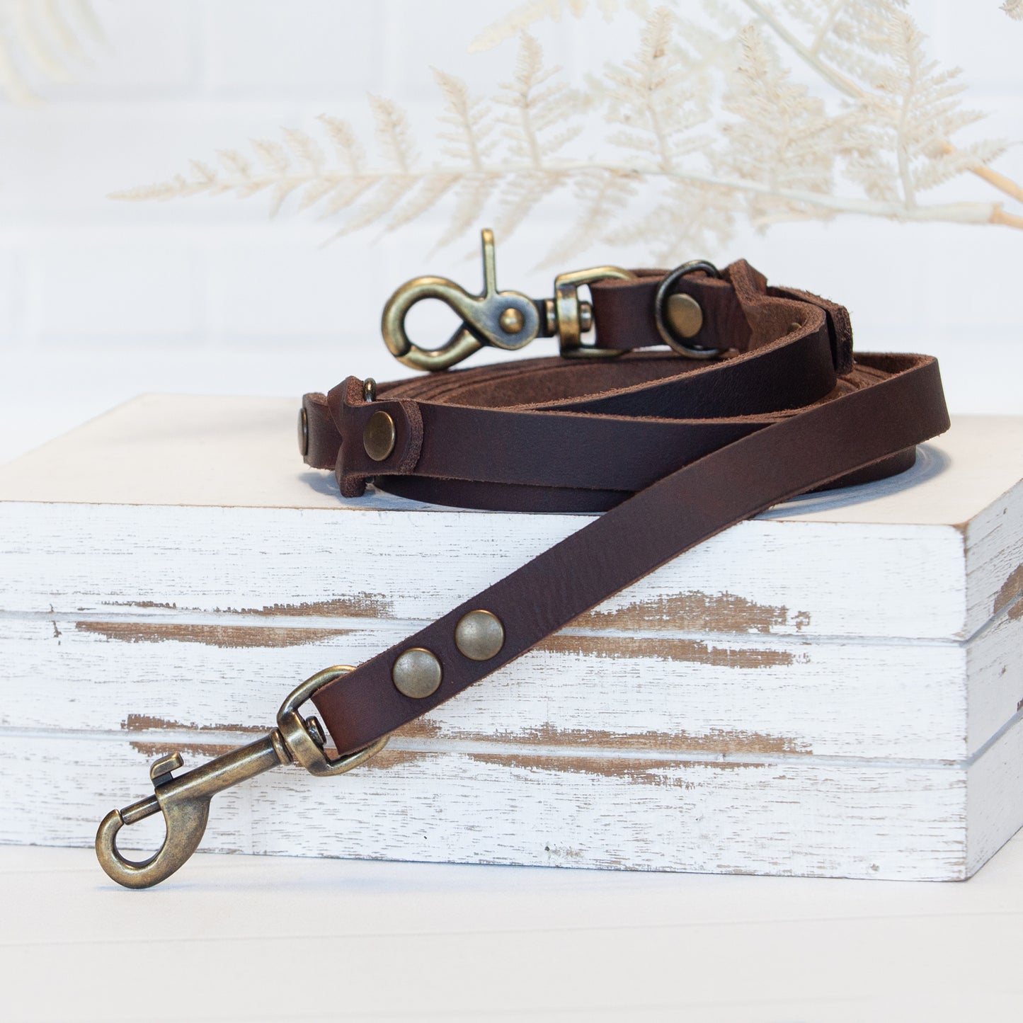 Set JIMINY für große Hunde | Lederleine und Halsband | Braun