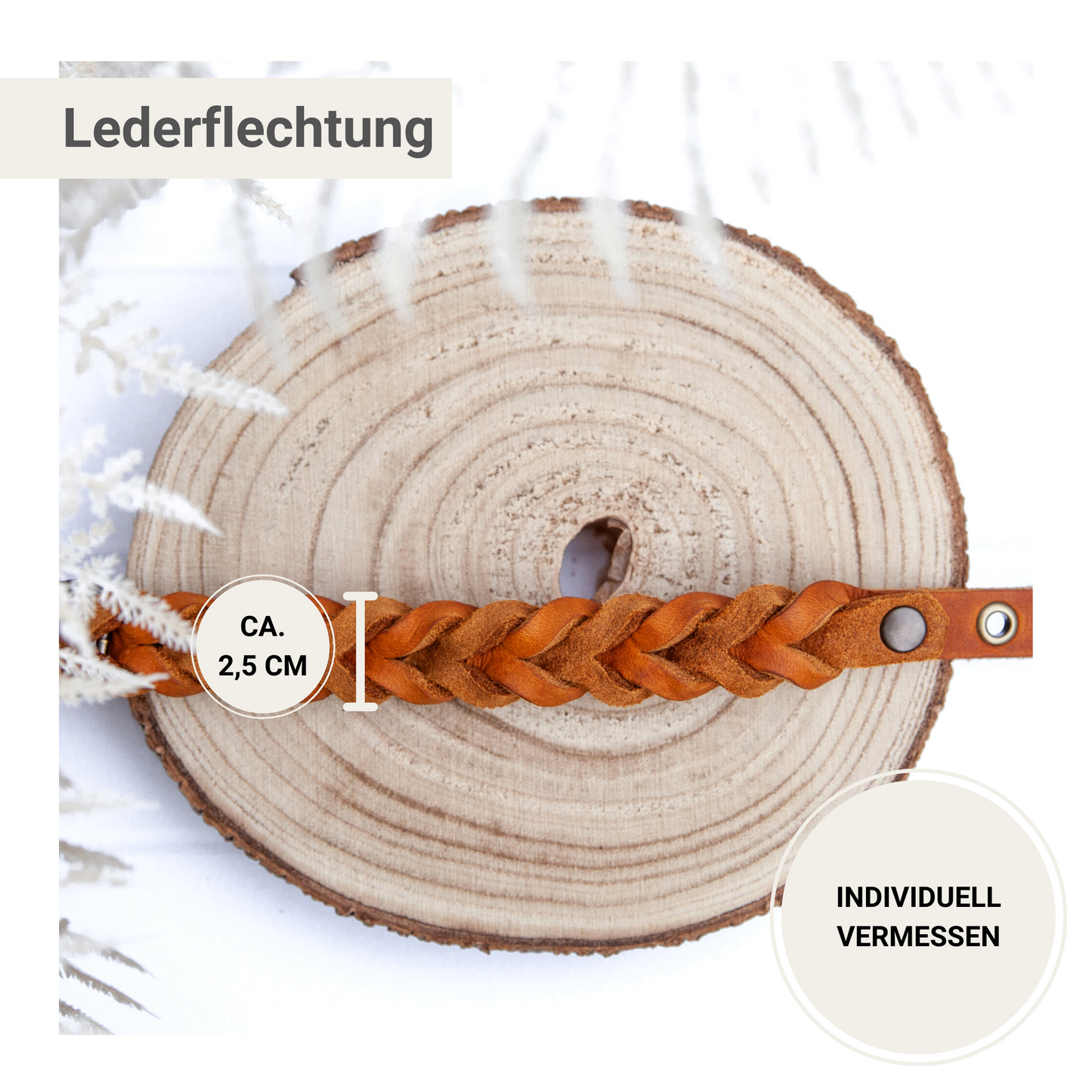 Set ELLA | Halsband und Hundeleine | geflochtenes Leder | Cognac
