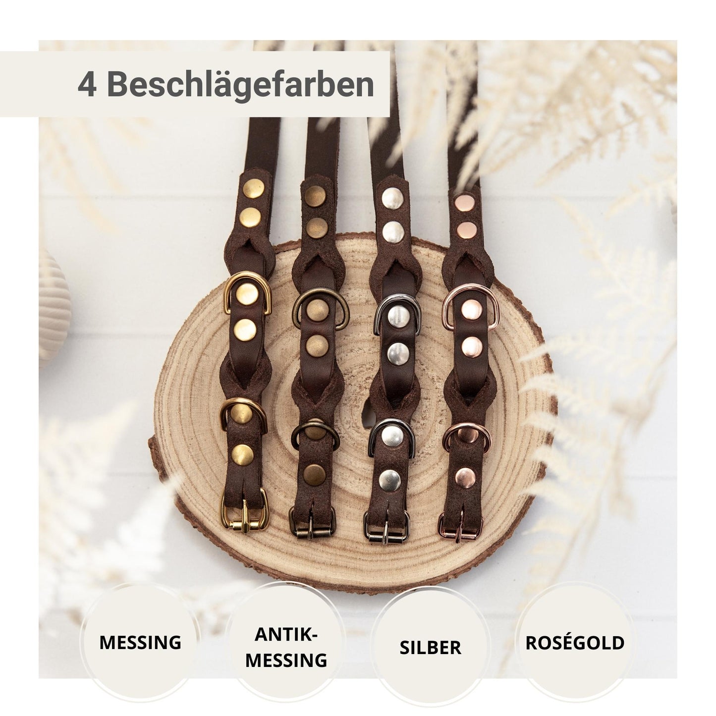 Set JIMINY für große Hunde | Lederleine und Halsband | Braun