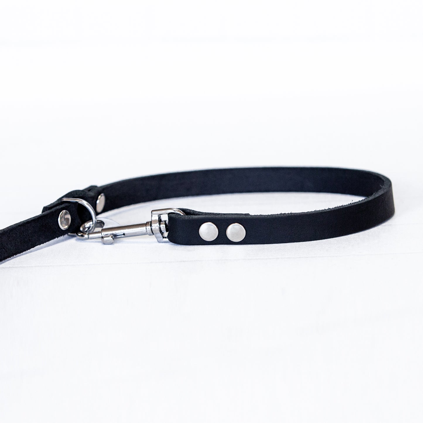 Set JIMINY für kleine Hunde | Lederleine und Halsband | Schwarz