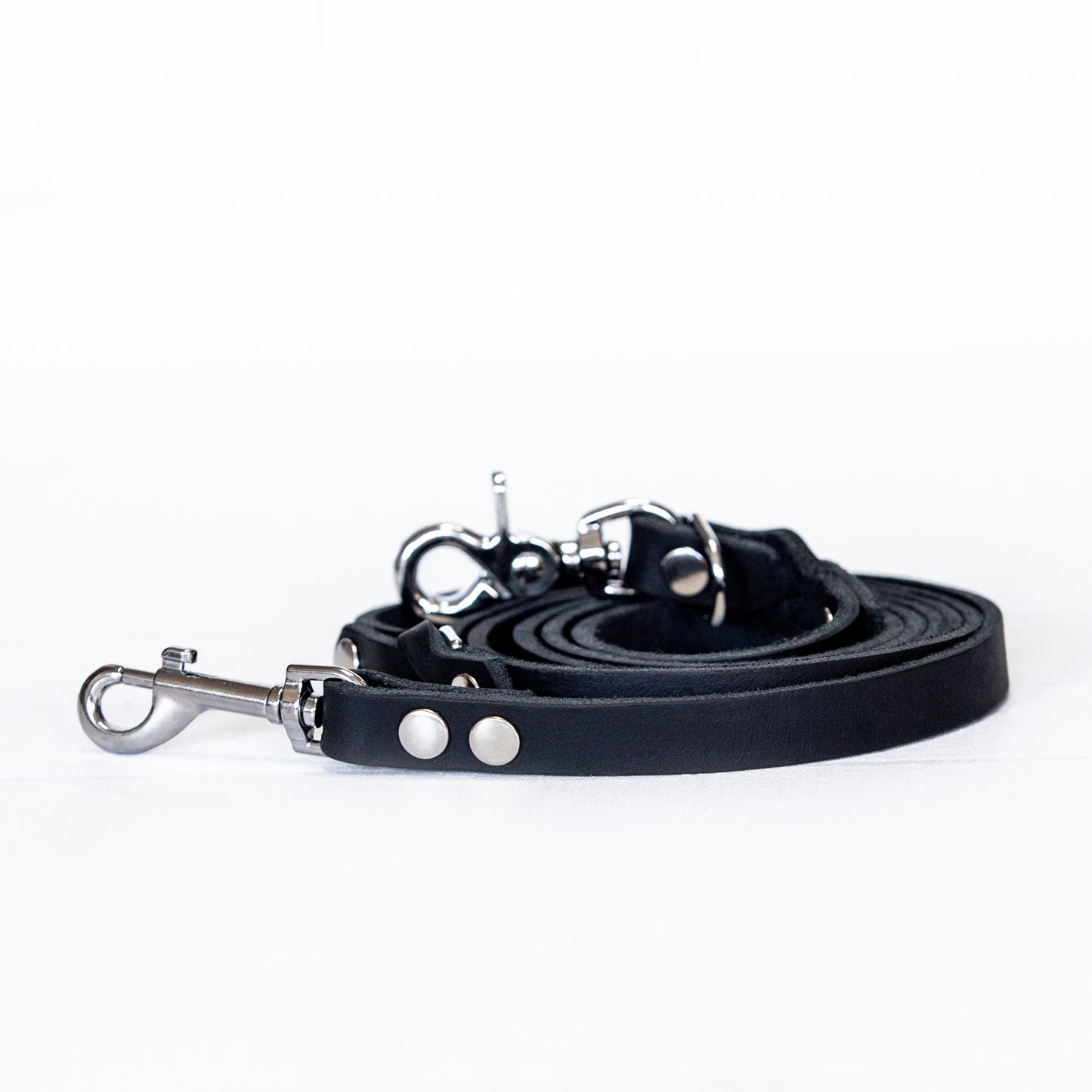 Set JIMINY für kleine Hunde | Lederleine und Halsband | Schwarz