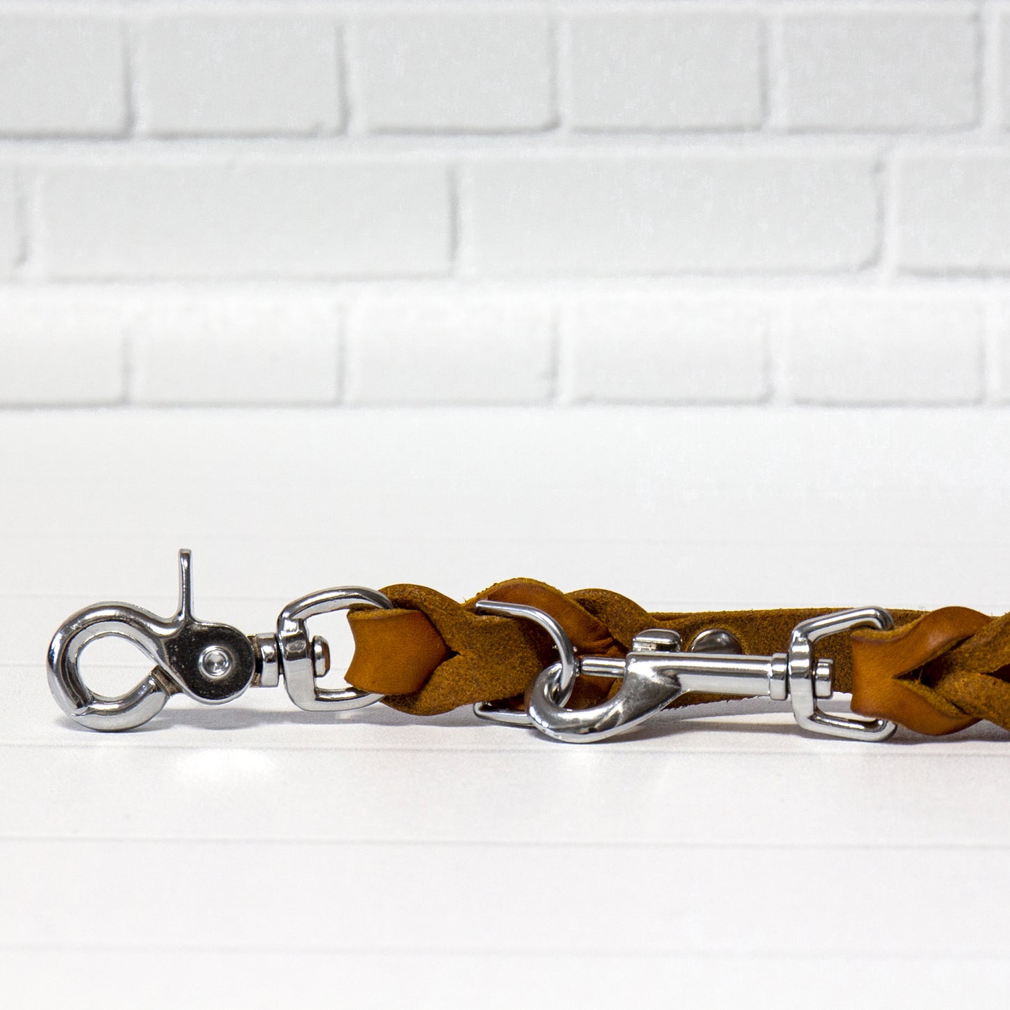 Set ELLA | Halsband und Hundeleine | geflochtenes Leder | Cognac