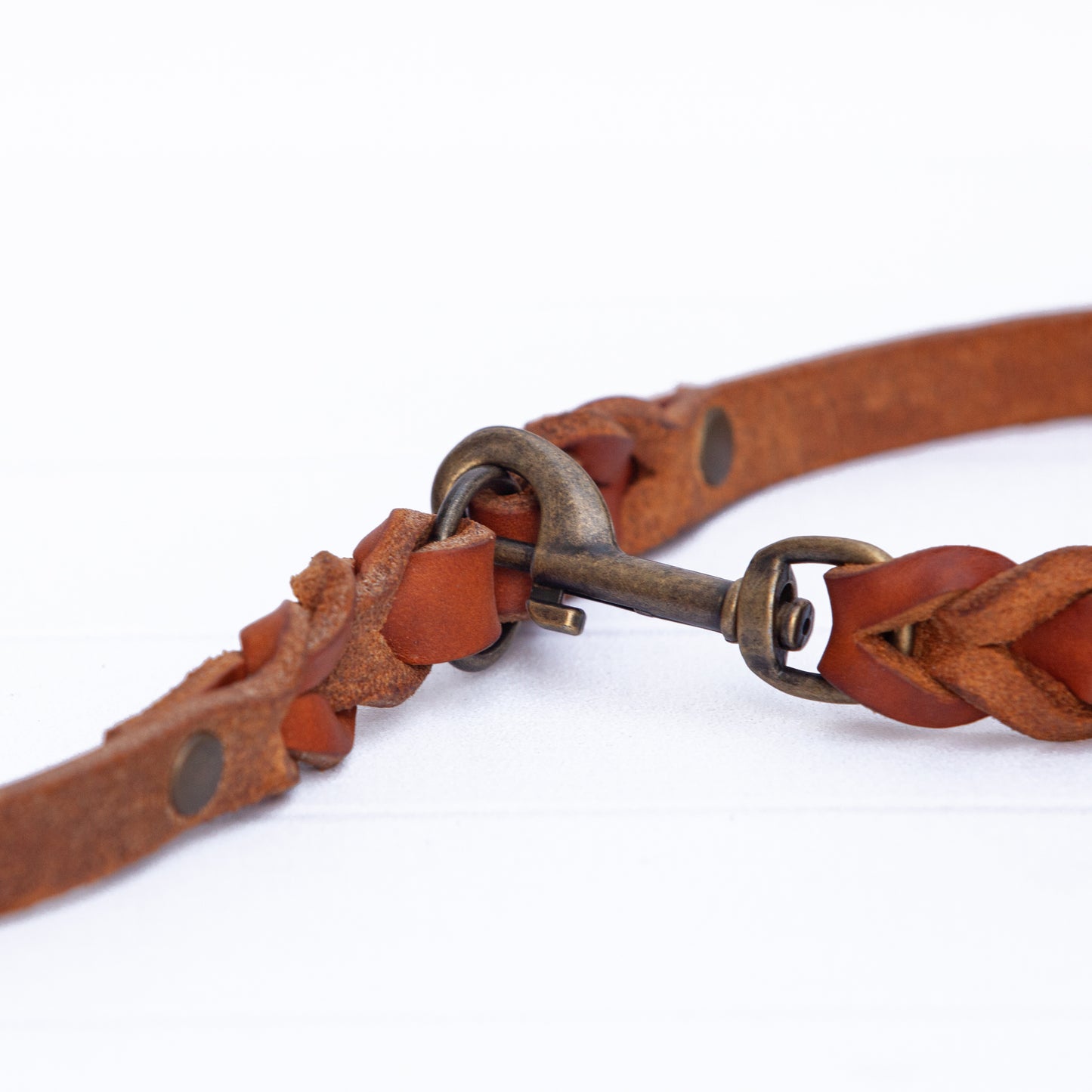 Set ELLA | Halsband und Hundeleine | geflochtenes Leder | Cognac