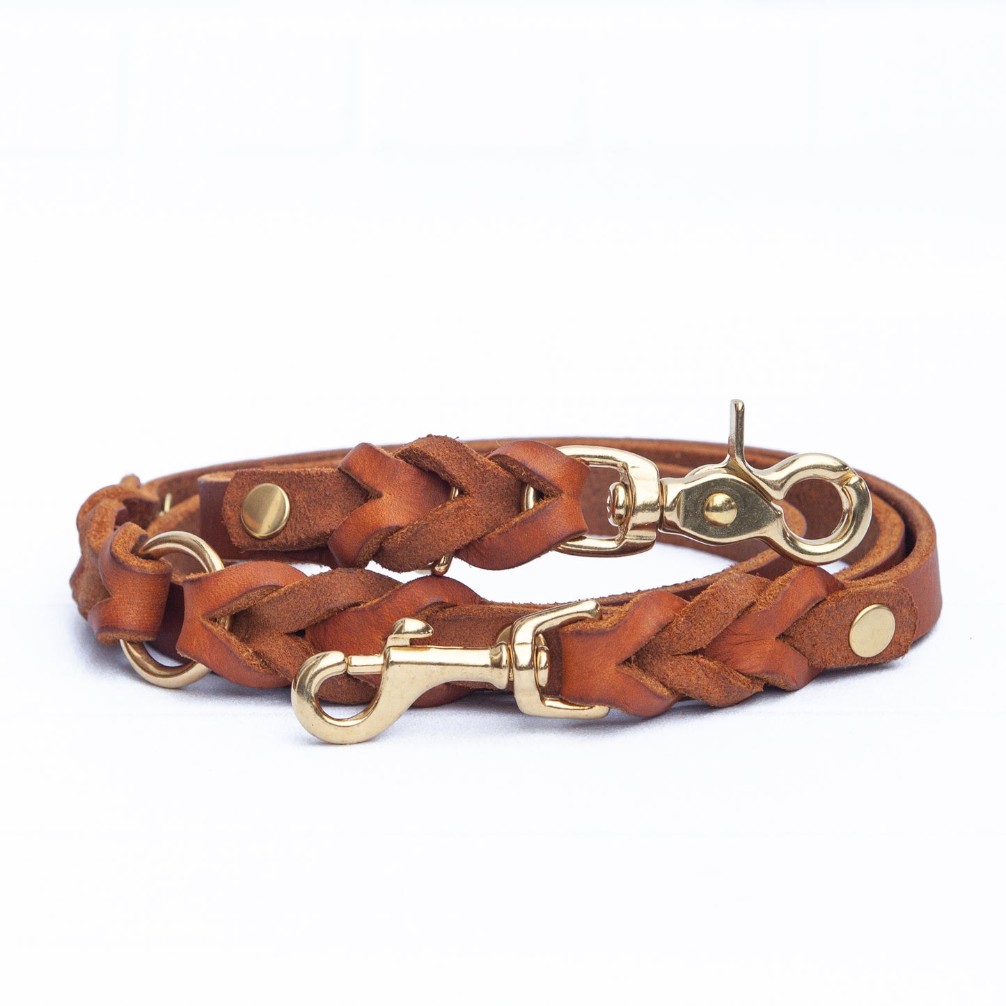 Set ELLA | Halsband und Hundeleine | geflochtenes Leder | Cognac