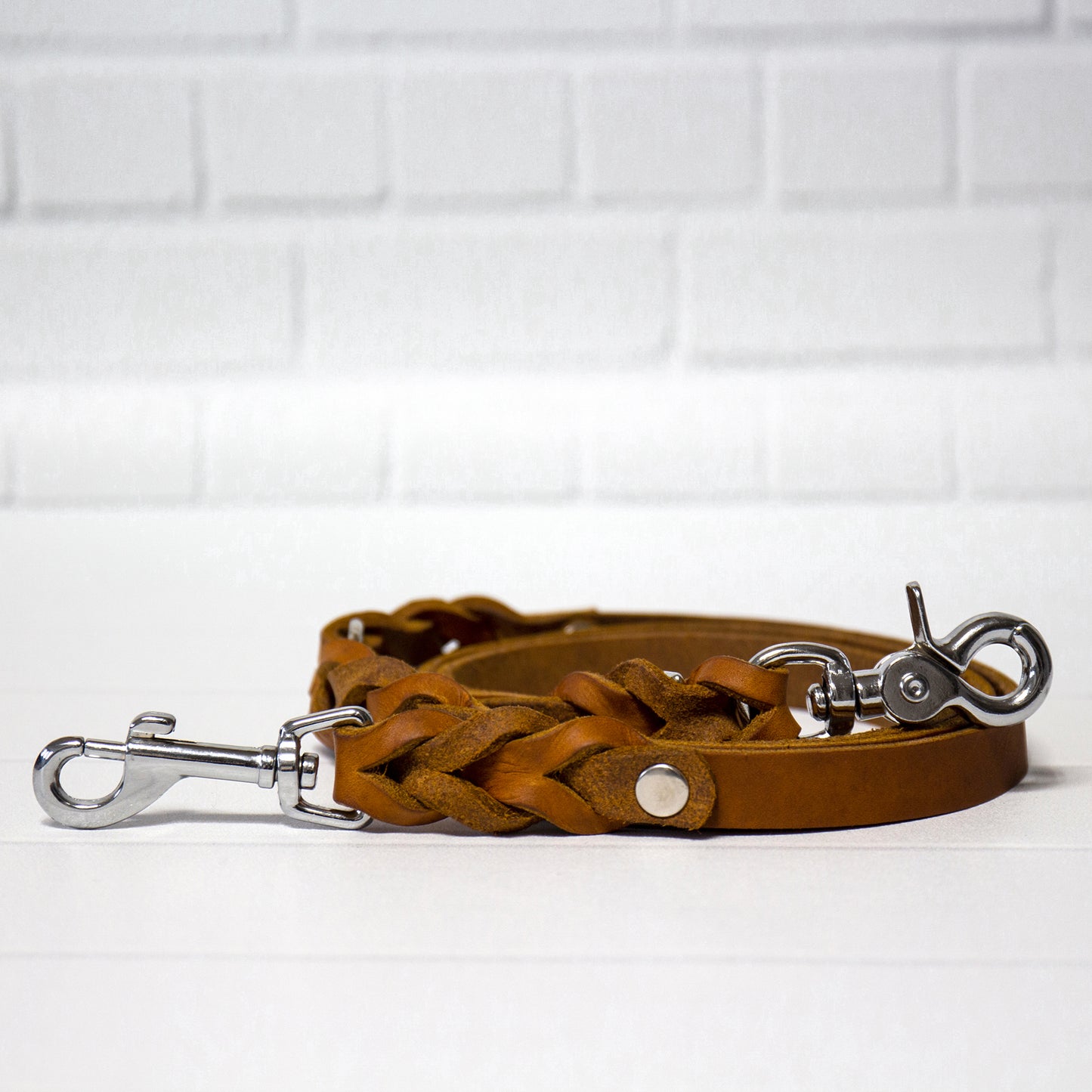 Set ELLA | Halsband und Hundeleine | geflochtenes Leder | Cognac