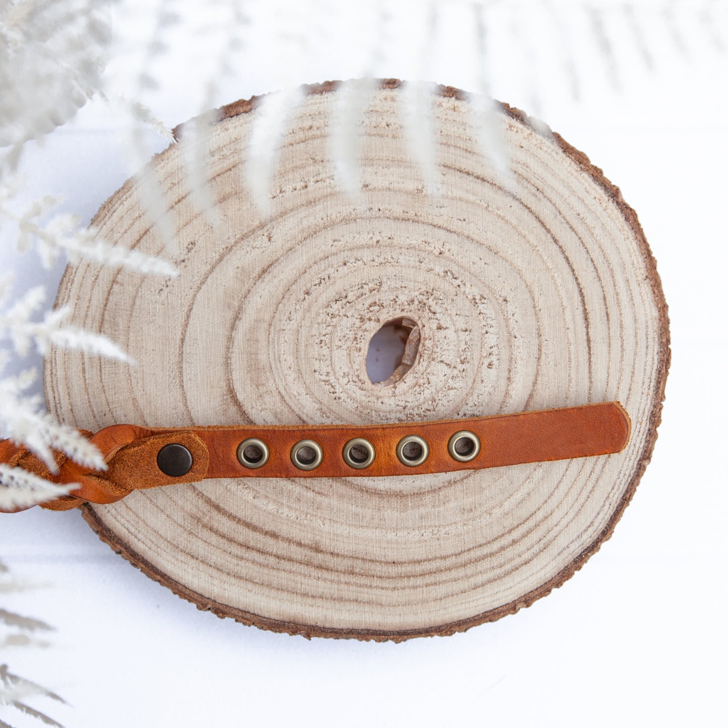 Set ELLA | Halsband und Hundeleine | geflochtenes Leder | Cognac