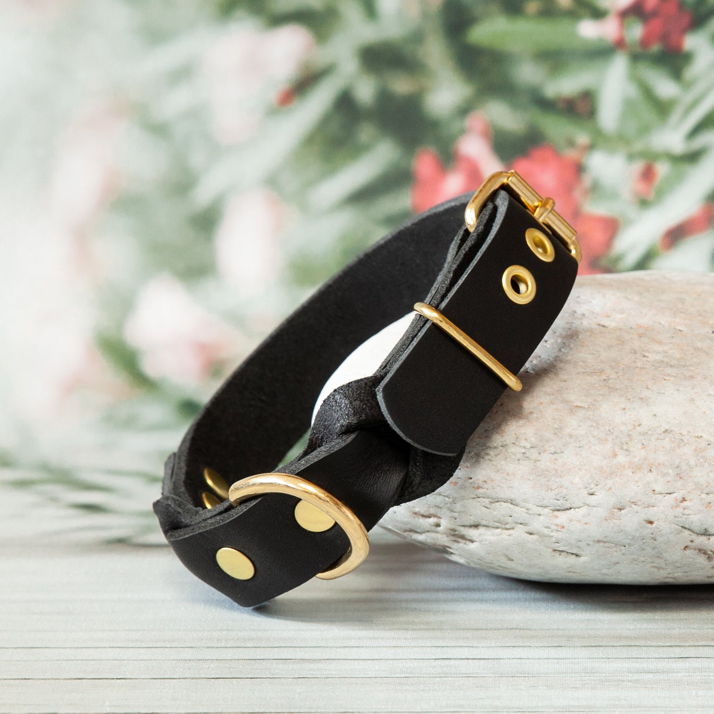 Halsband KIWI in Schwarz – handgefertigtes Lederhalsband in klassischem Design für jeden Hundetyp