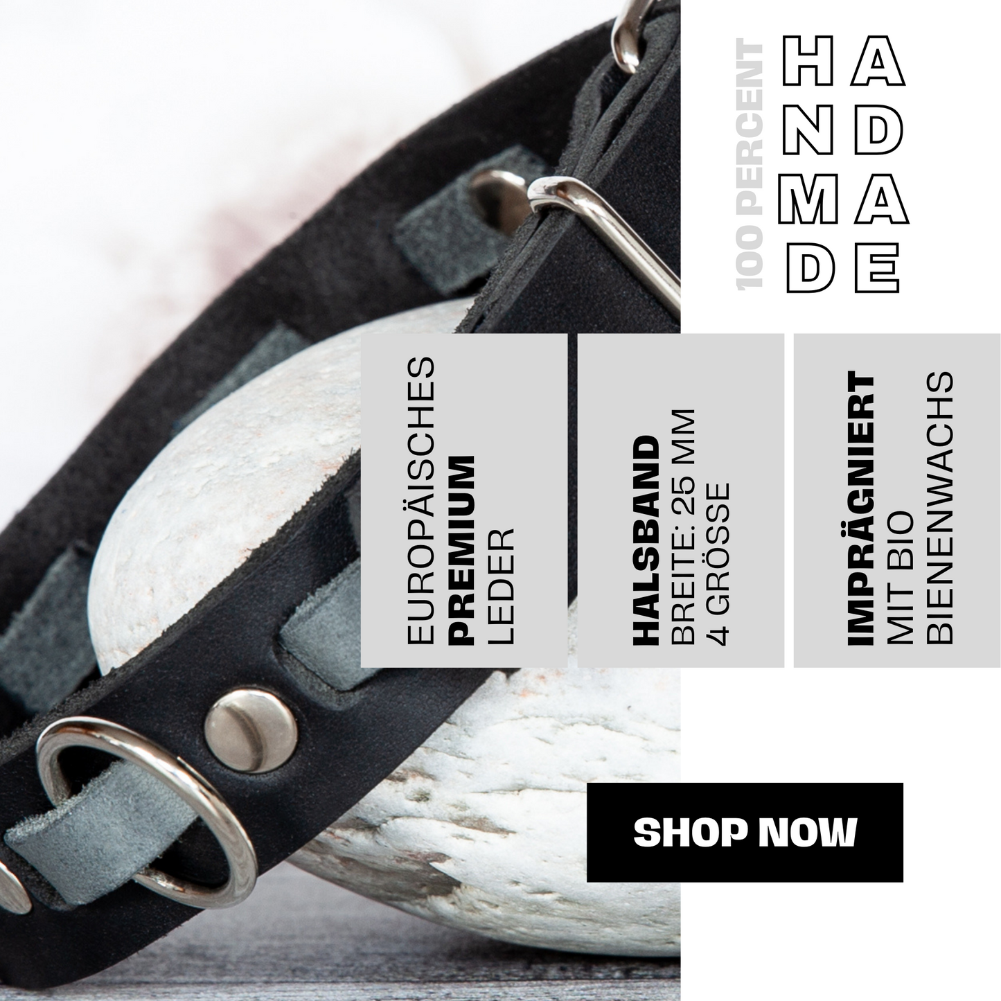 Atemberaubende Farbkombi: Handgemachtes Lederhalsband für deinen Hund. Grau und Schwarz. Hundehalsband. Halsband aus Leder. Größendetails