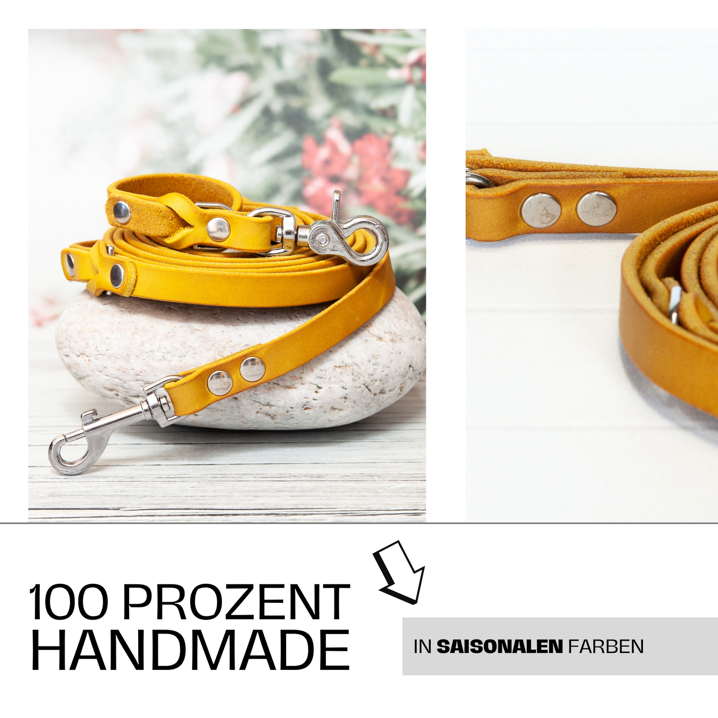 Set SUNNY | Lederleine und Halsband | Curry