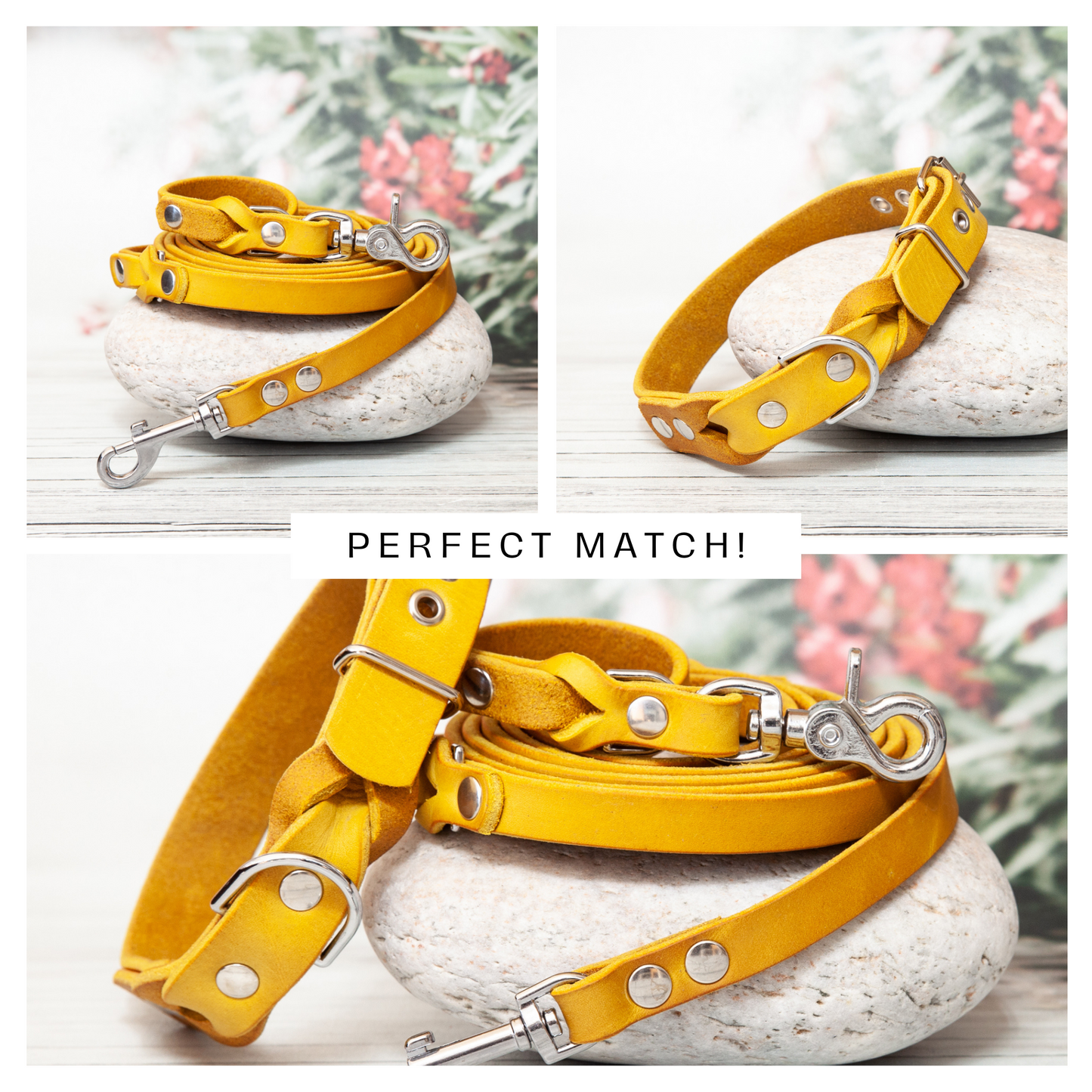 Set SUNNY | Lederleine und Halsband | Curry