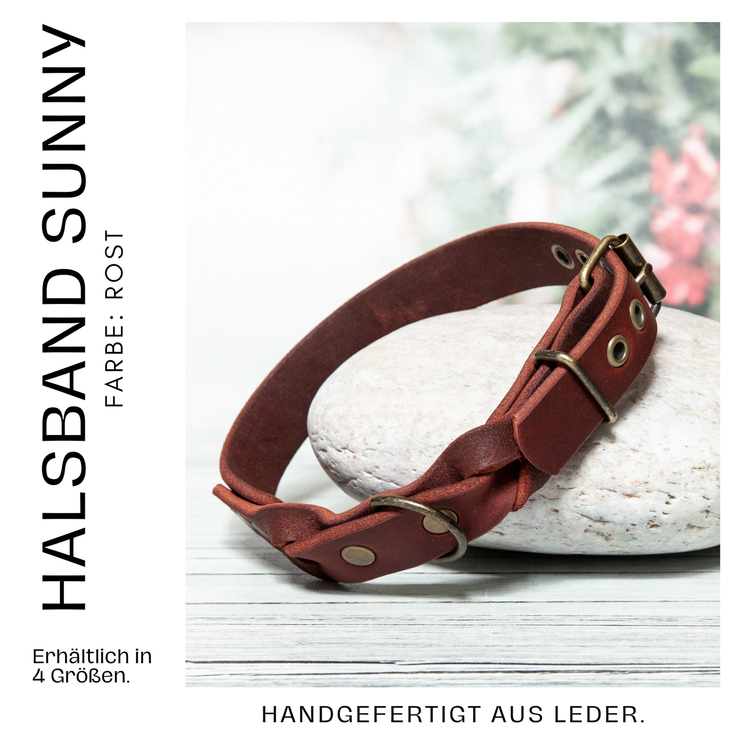 Set SUNNY | Lederleine und Halsband | Rostrot