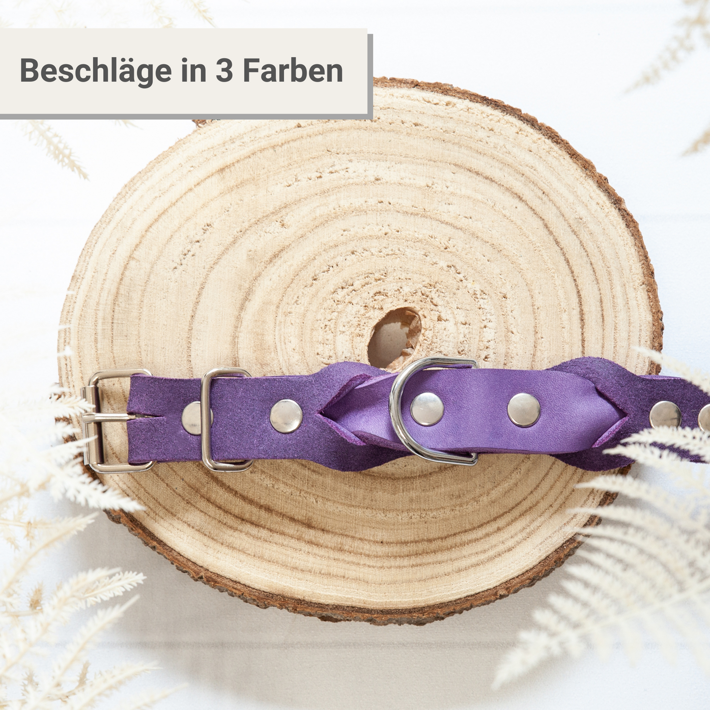 Lederhalsband KIWI | Handgefertigt | 4 Größen | Lila