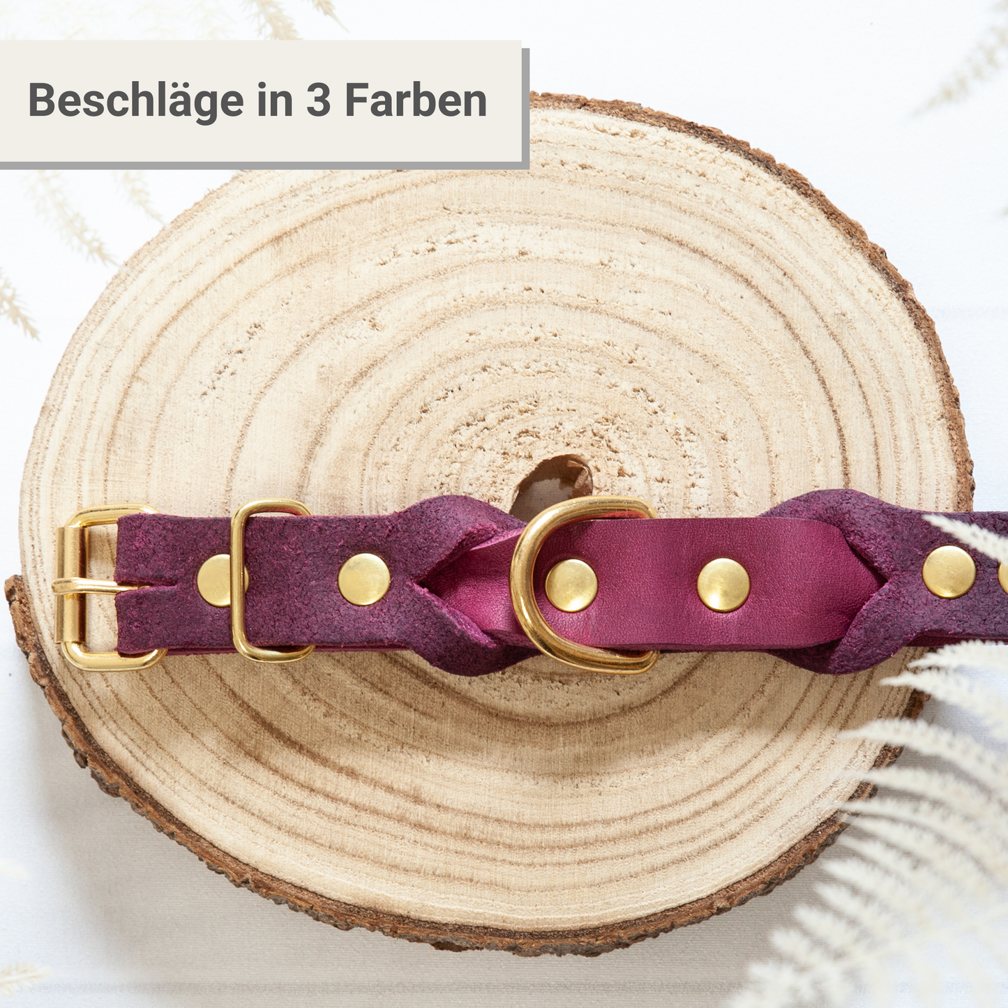 Lederhalsband KIWI | Handgefertigt | 4 Größen | Beere