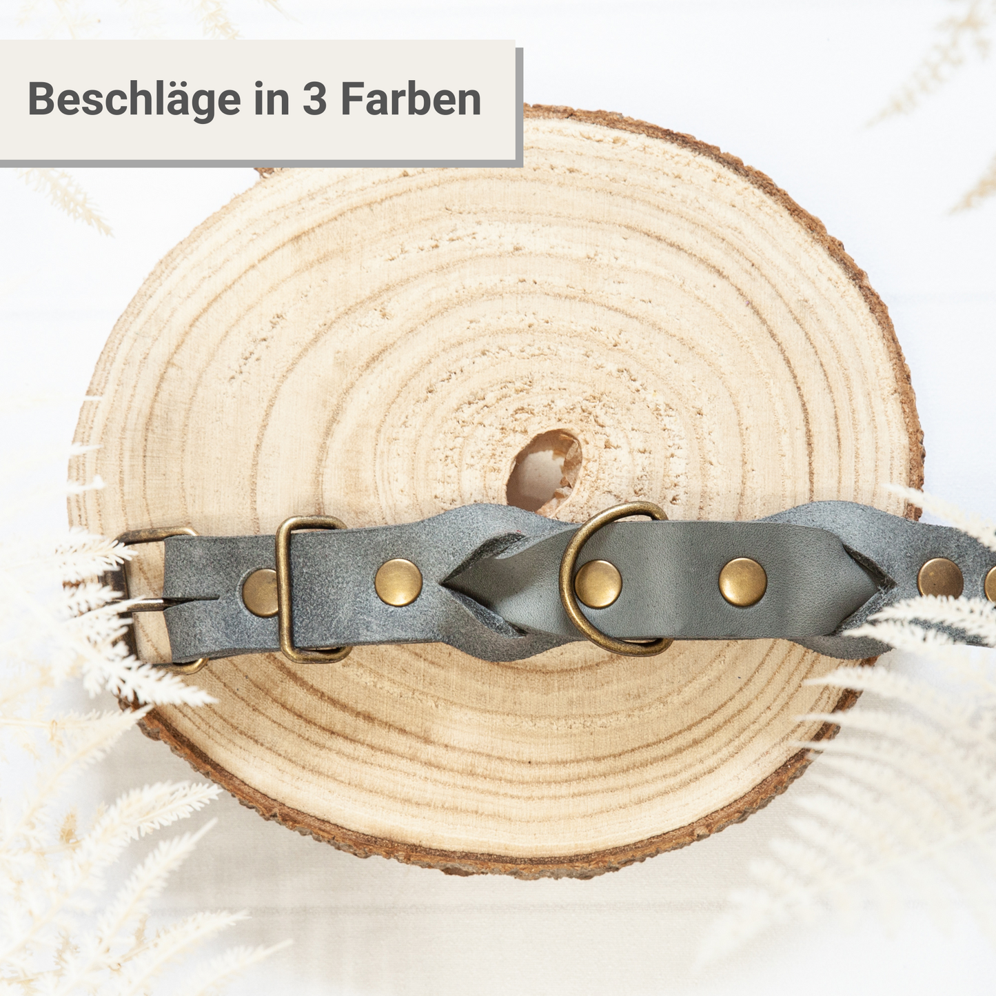 Lederhalsband KIWI | Handgefertigt | 4 Größen | Grau