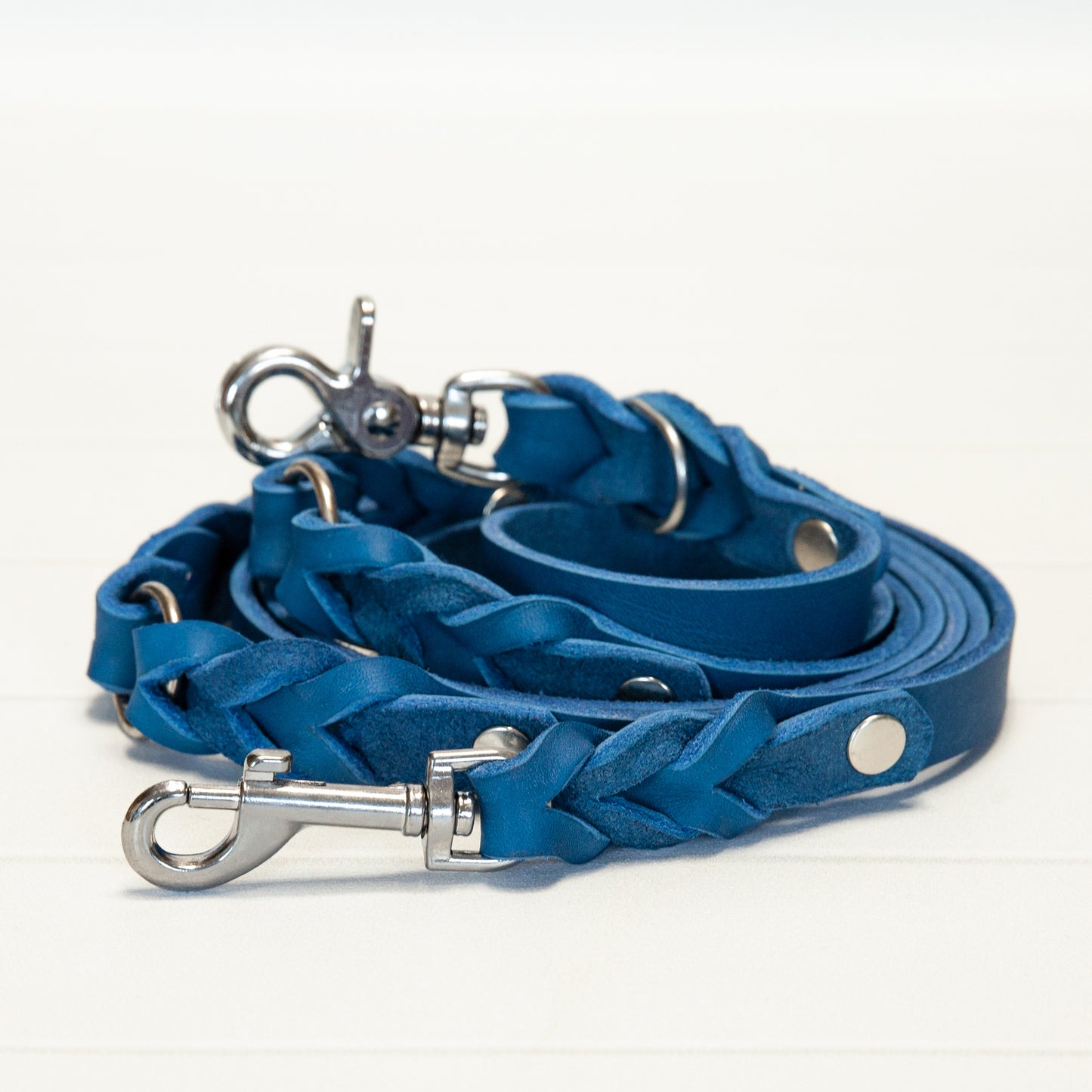 Set MILA | Hundeleine und Halsband | geflochtenes Leder | Azurblau