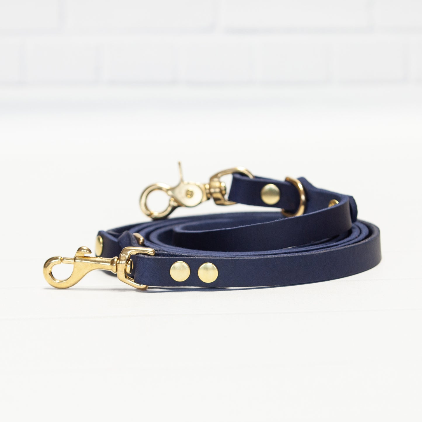 Set JIMINY | Personalisiert | Lederleine und Halsband | Blau