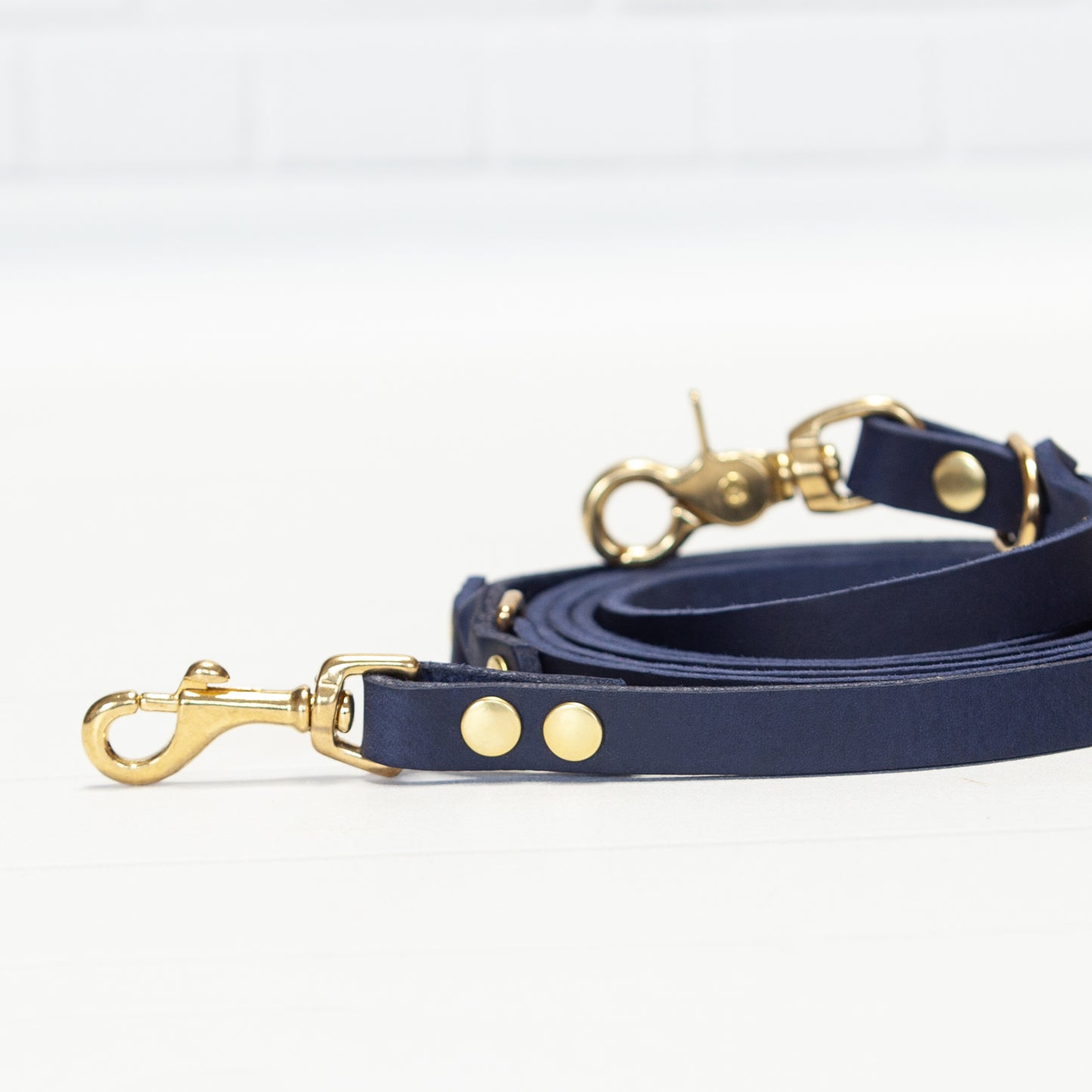 Set JIMINY | Personalisiert | Lederleine und Halsband | Blau