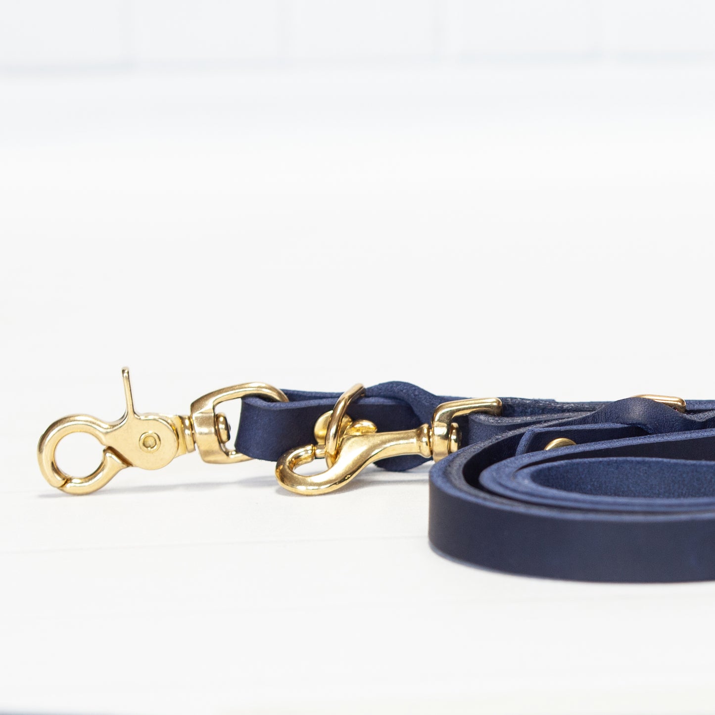 Set JIMINY | Personalisiert | Lederleine und Halsband | Blau