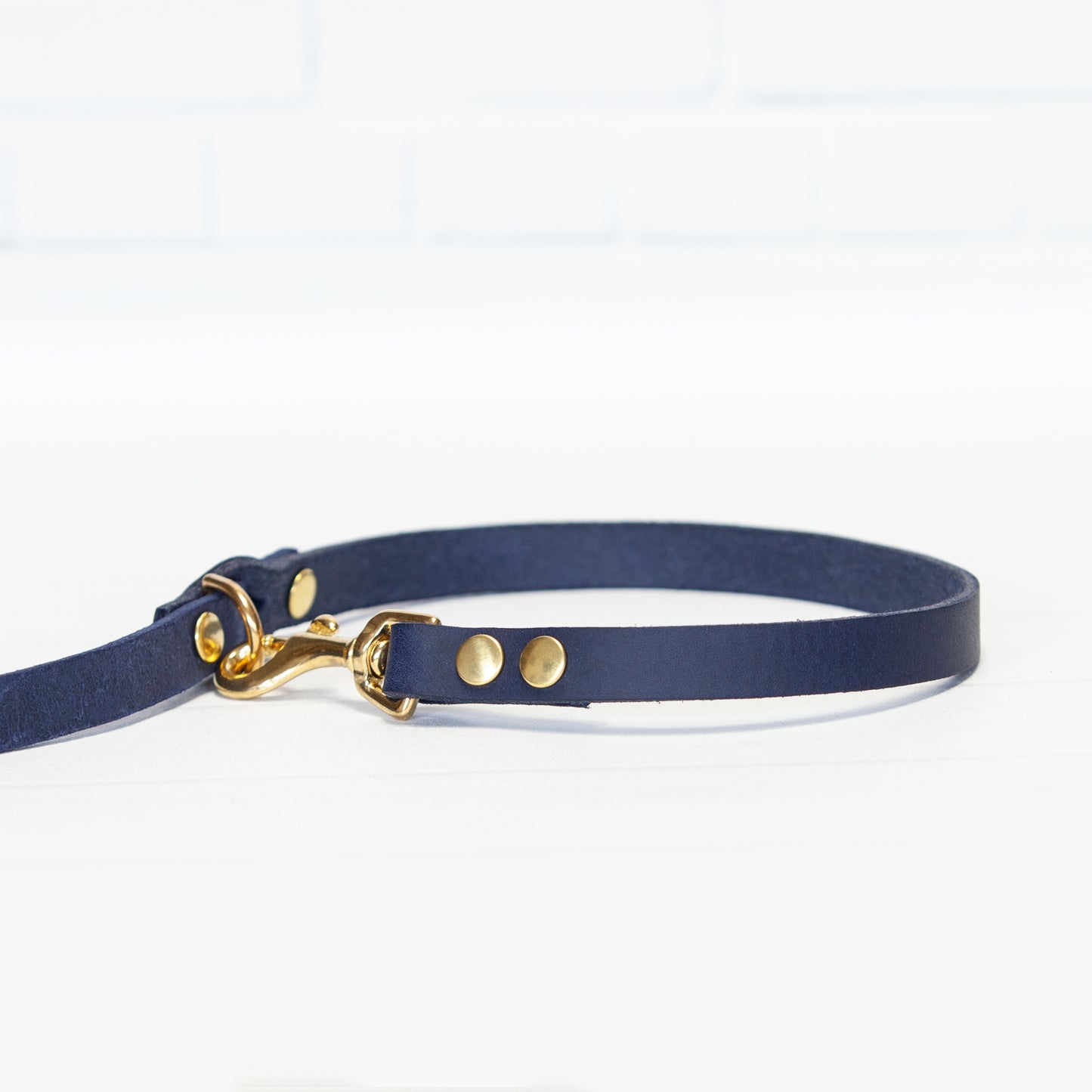 Set JIMINY | Personalisiert | Lederleine und Halsband | Blau
