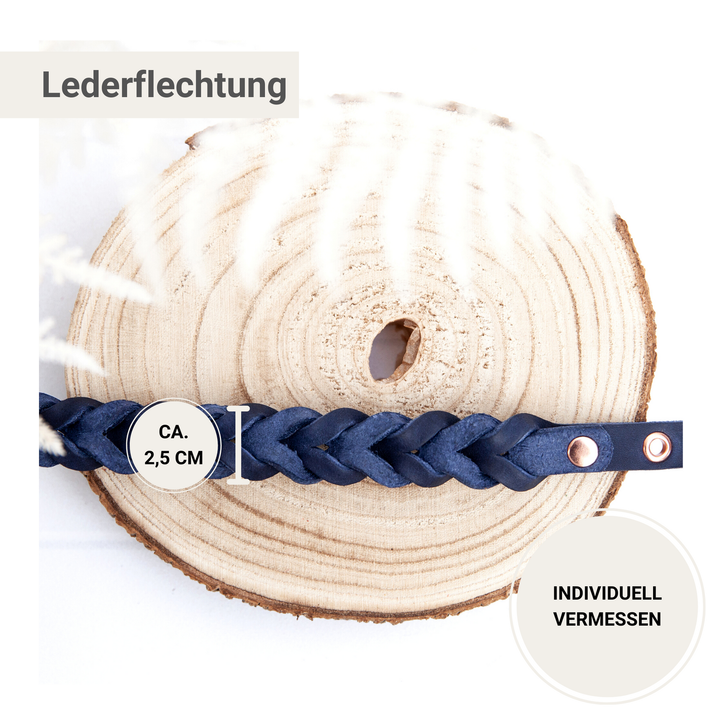 Set ELLA | Halsband und Hundeleine | geflochtenes Leder | Blau