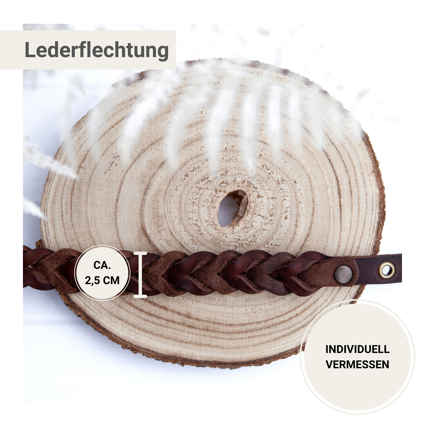 Set ELLA | Halsband und Hundeleine | geflochtenes Leder | Braun