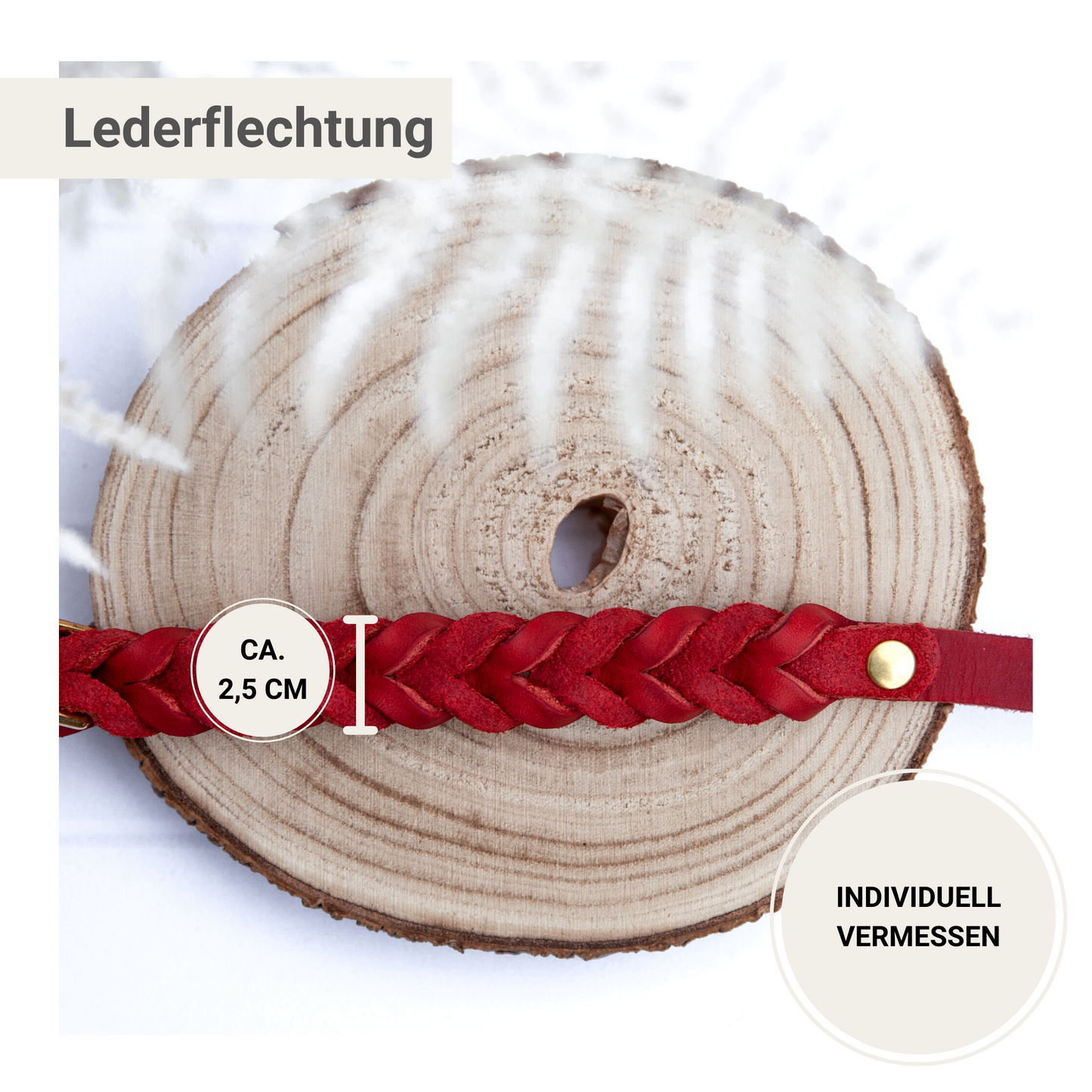 Set ELLA | Halsband und Hundeleine | geflochtenes Leder | Rot