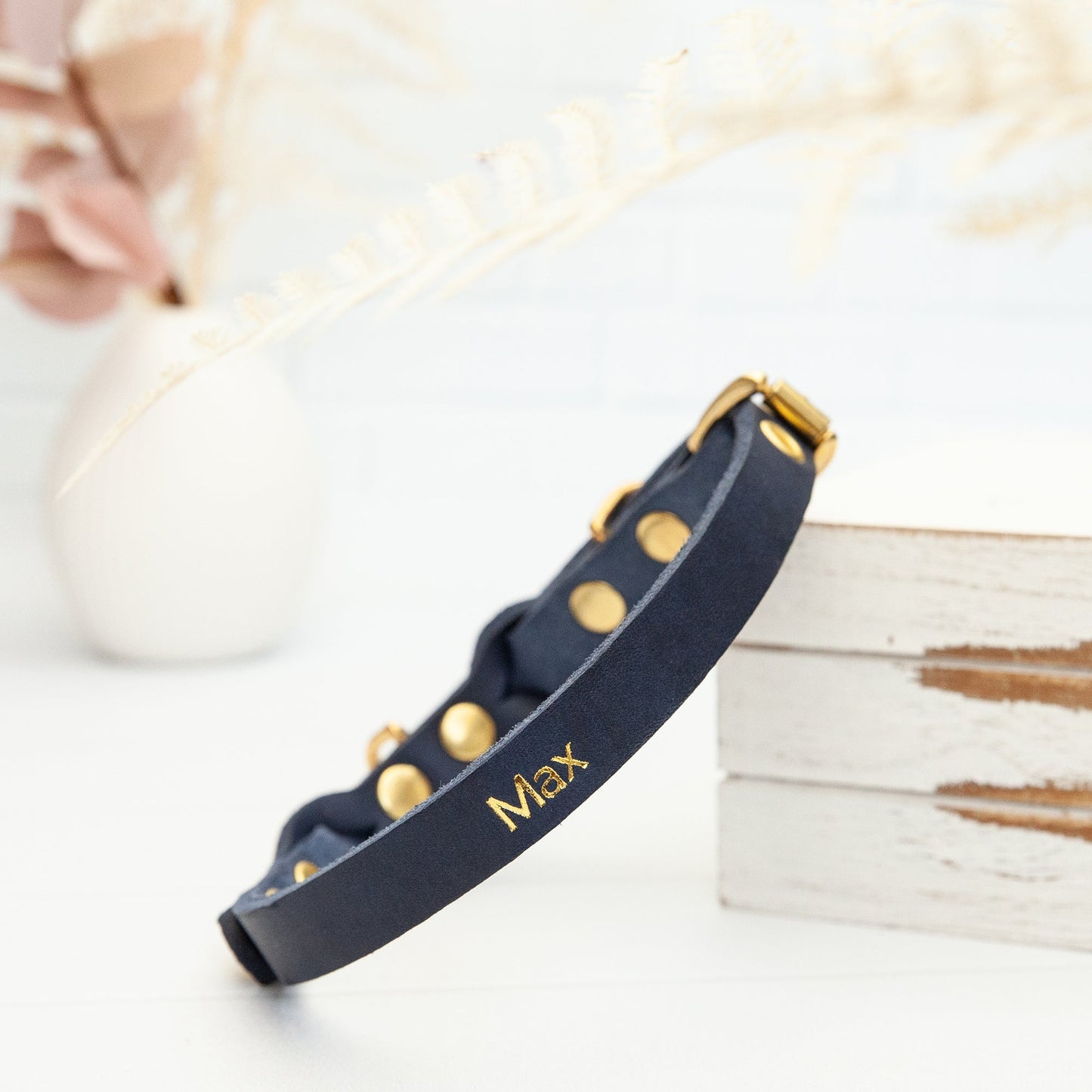 Set JIMINY | Personalisiert | Lederleine und Halsband | Blau