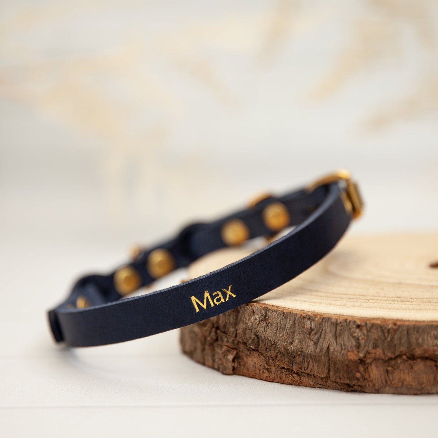 Set JIMINY | Personalisiert | Lederleine und Halsband | Blau
