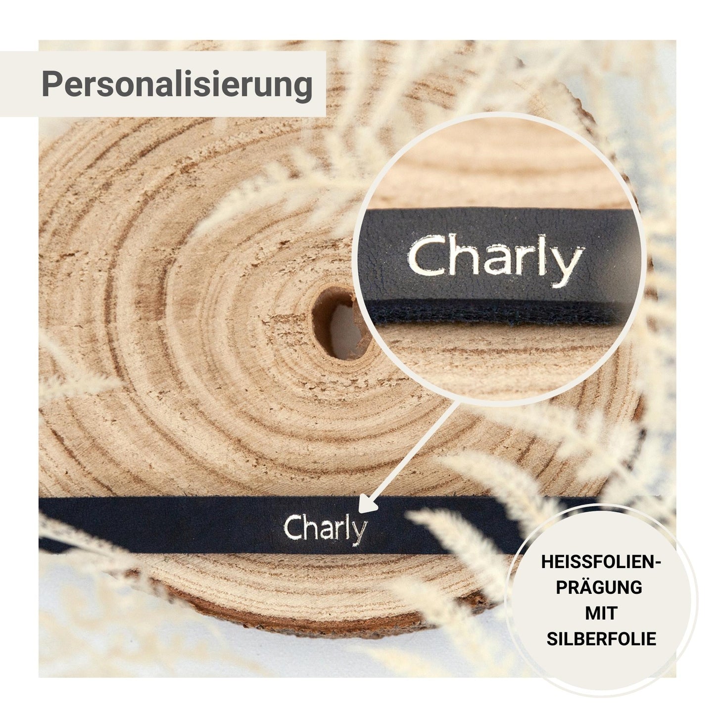 Set JIMINY | Personalisiert | Lederleine und Halsband | Blau