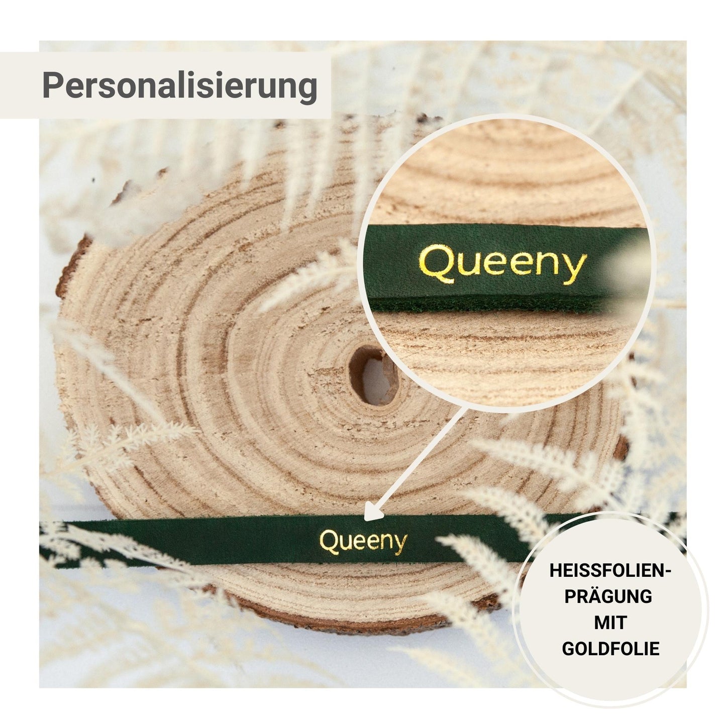 Hundehalsband Wunsch-Name Echtleder Goldprägung | Custom Grün Lederhalsband Hunde Personalisierbares Geschenk Handmade