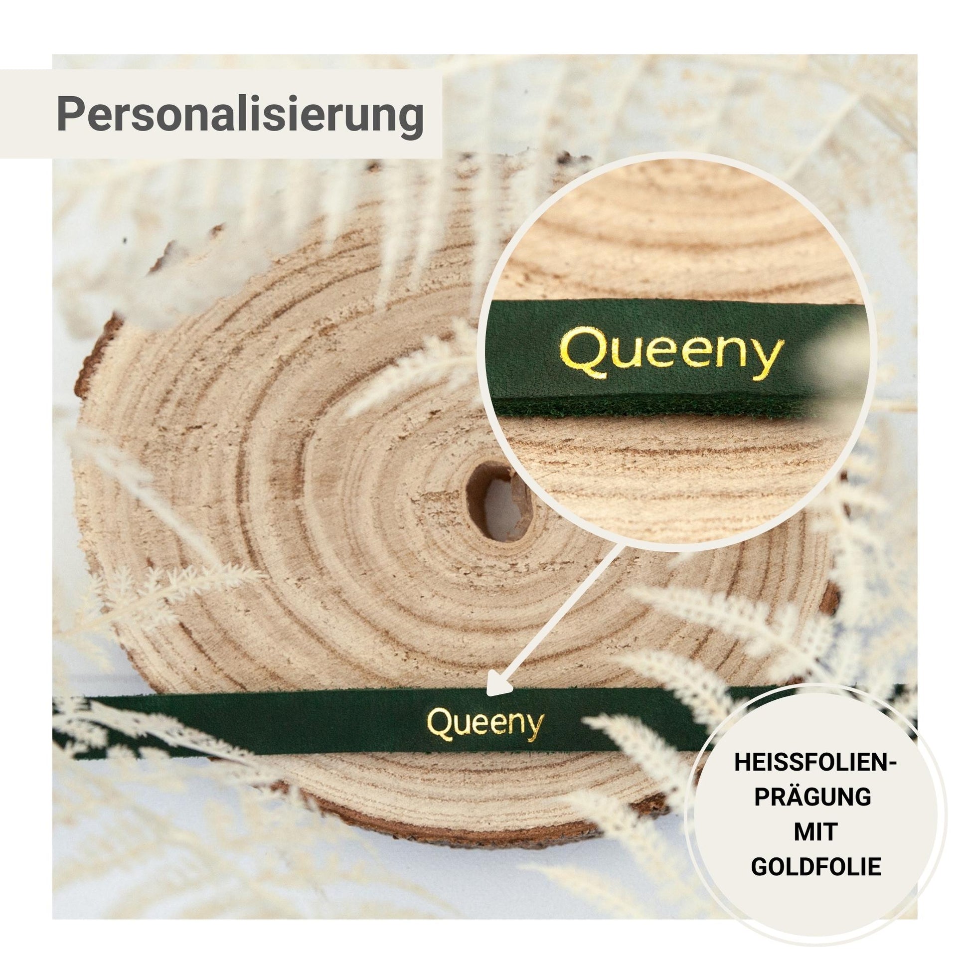 Hundehalsband Wunsch-Name Echtleder Goldprägung | Custom Grün Lederhalsband Hunde Personalisierbares Geschenk Handmade