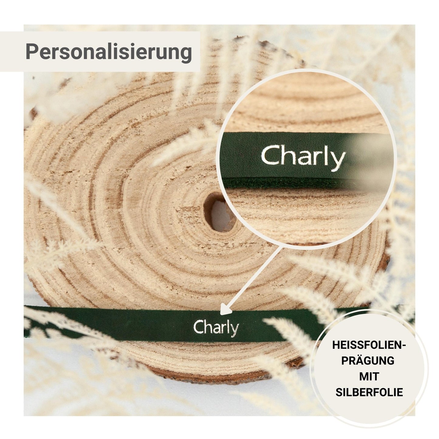 Halsband JIMINY | Goldene oder Silberne Namensprägung | 4 Größen | Grün