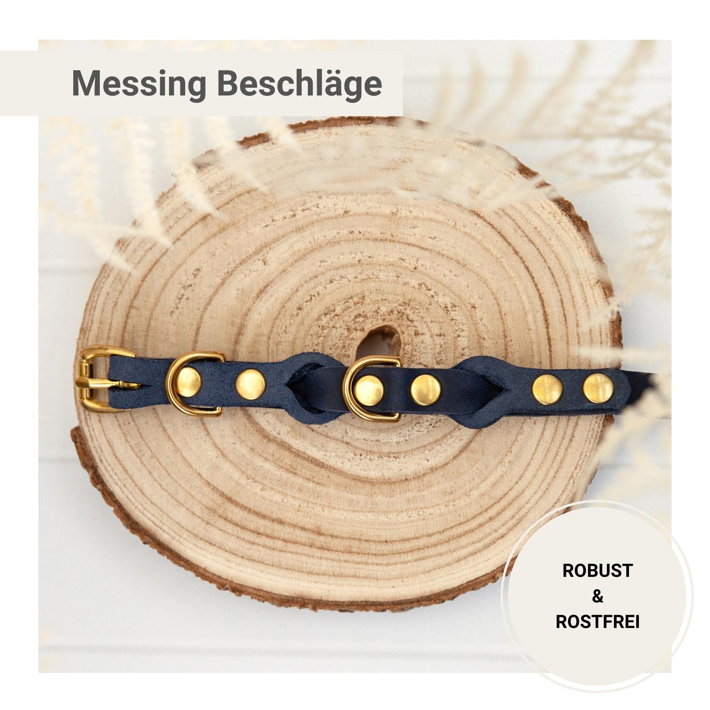 Set JIMINY | Personalisiert | Lederleine und Halsband | Blau