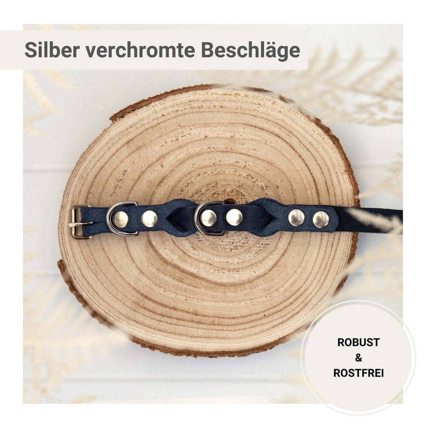 Set JIMINY | Personalisiert | Lederleine und Halsband | Blau