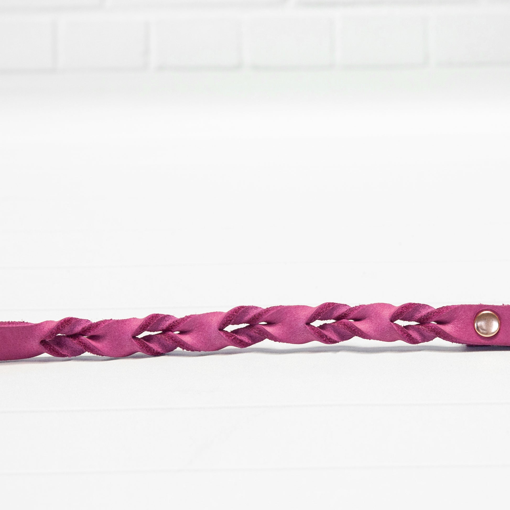 Pinke Echtleder Leine "IHSY" Hunde Geflochten | 120 cm | Geschenkidee Hundebesitzer | Roségold
