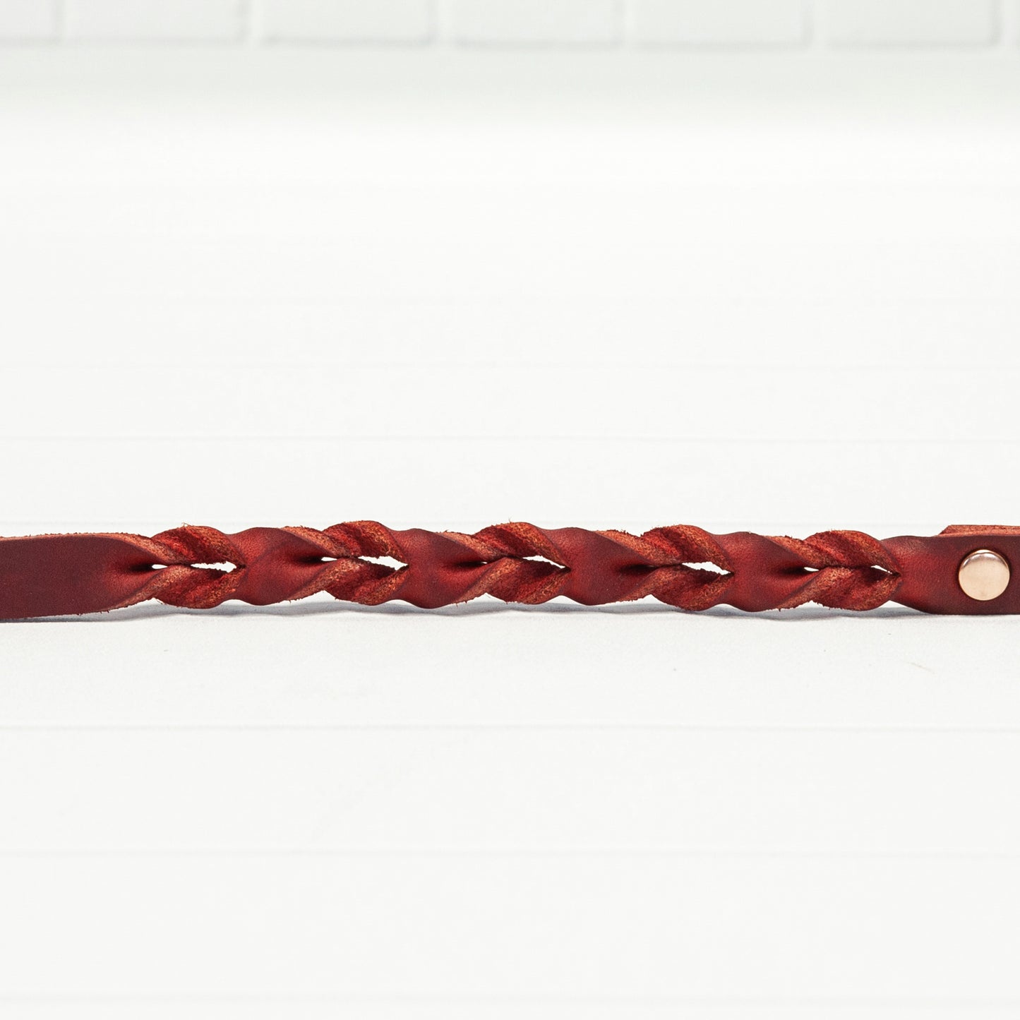 Rote Echtleder Leine "IHSY" Hunde Geflochten | 120 cm | Geschenkidee Hundebesitzer | Roségold