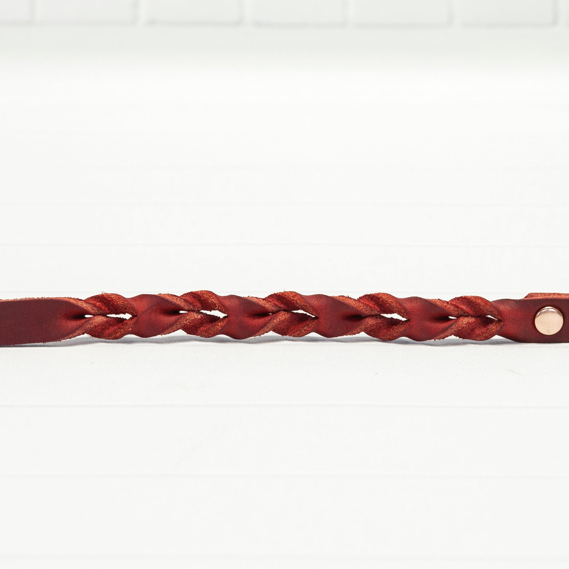 Rote Echtleder Leine "IHSY" Hunde Geflochten | 120 cm | Geschenkidee Hundebesitzer | Roségold