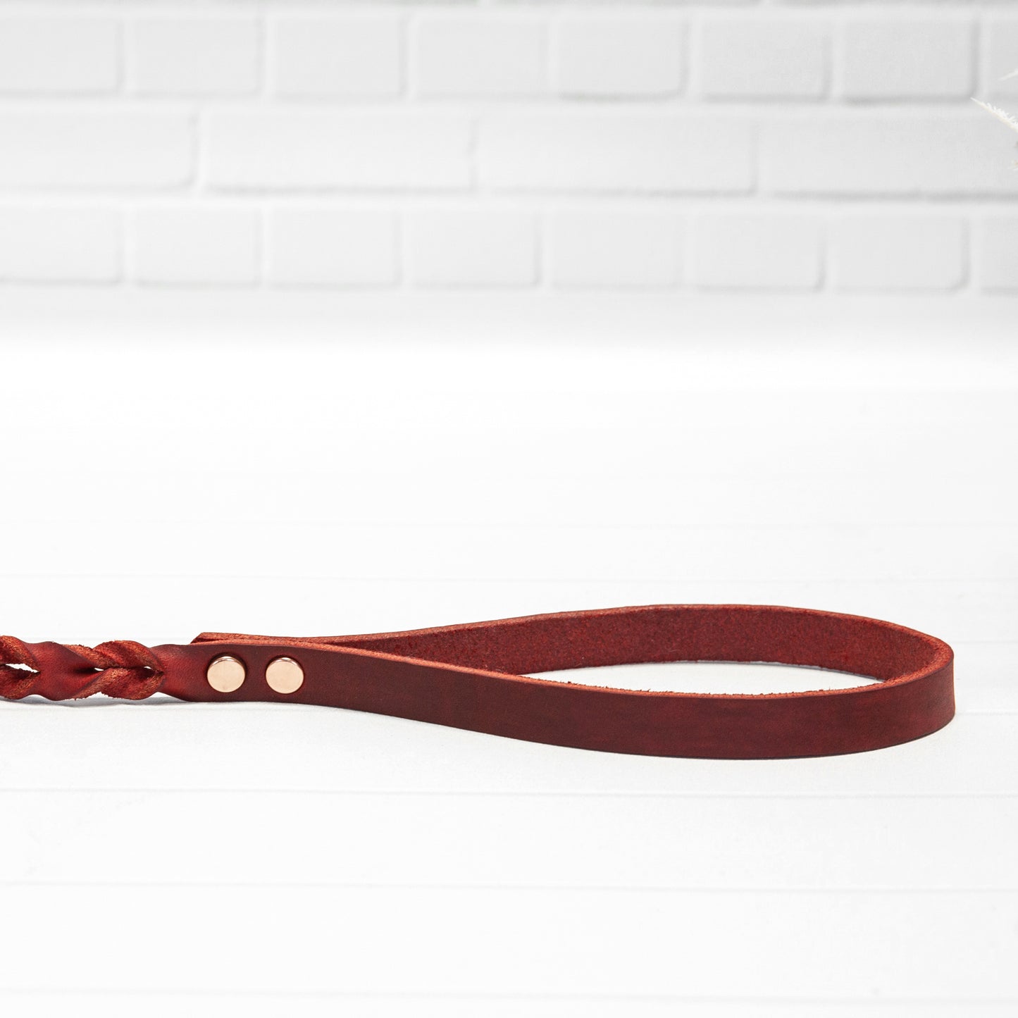 Rote Echtleder Leine "IHSY" Hunde Geflochten | 120 cm | Geschenkidee Hundebesitzer | Roségold