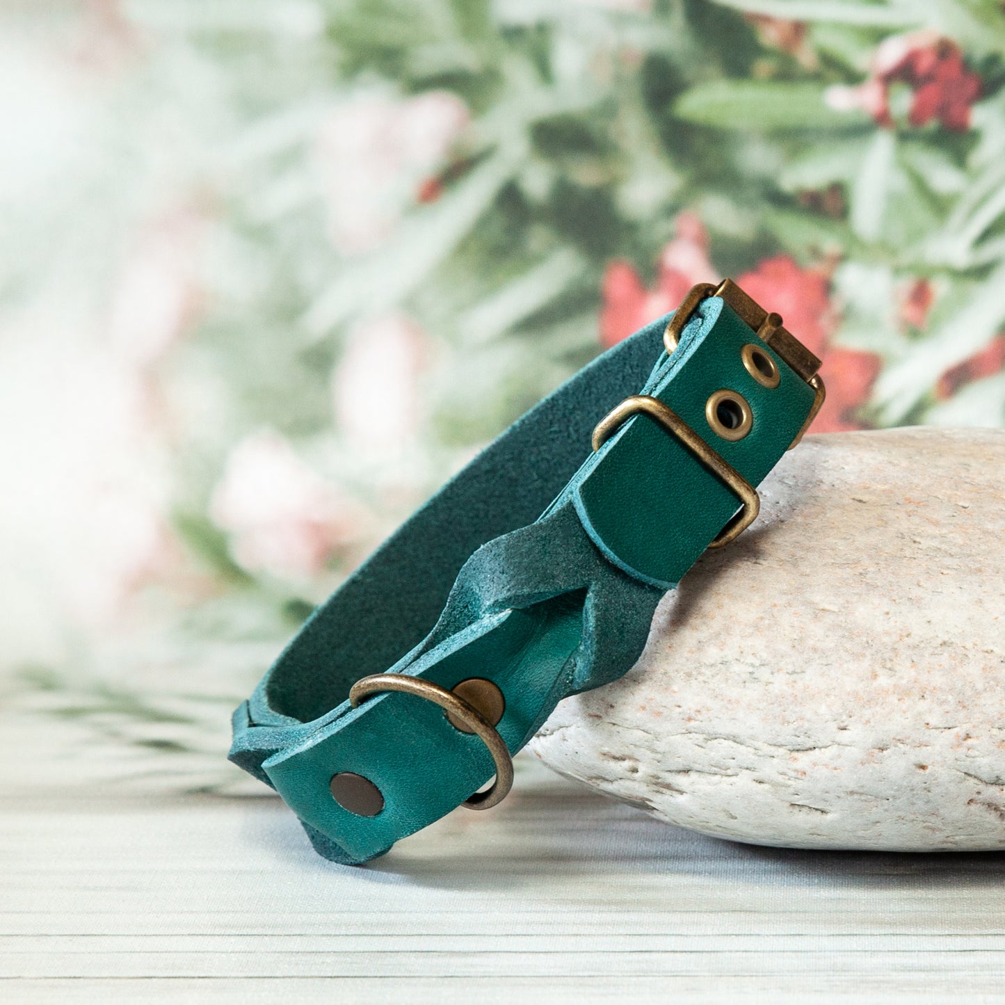 Lederhalsband KIWI | Handgefertigt | 4 Größen | Petrol