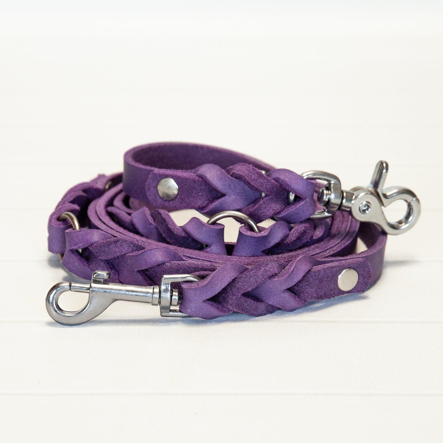 Set MILA | Hundeleine und Halsband | geflochtenes Leder | Lila