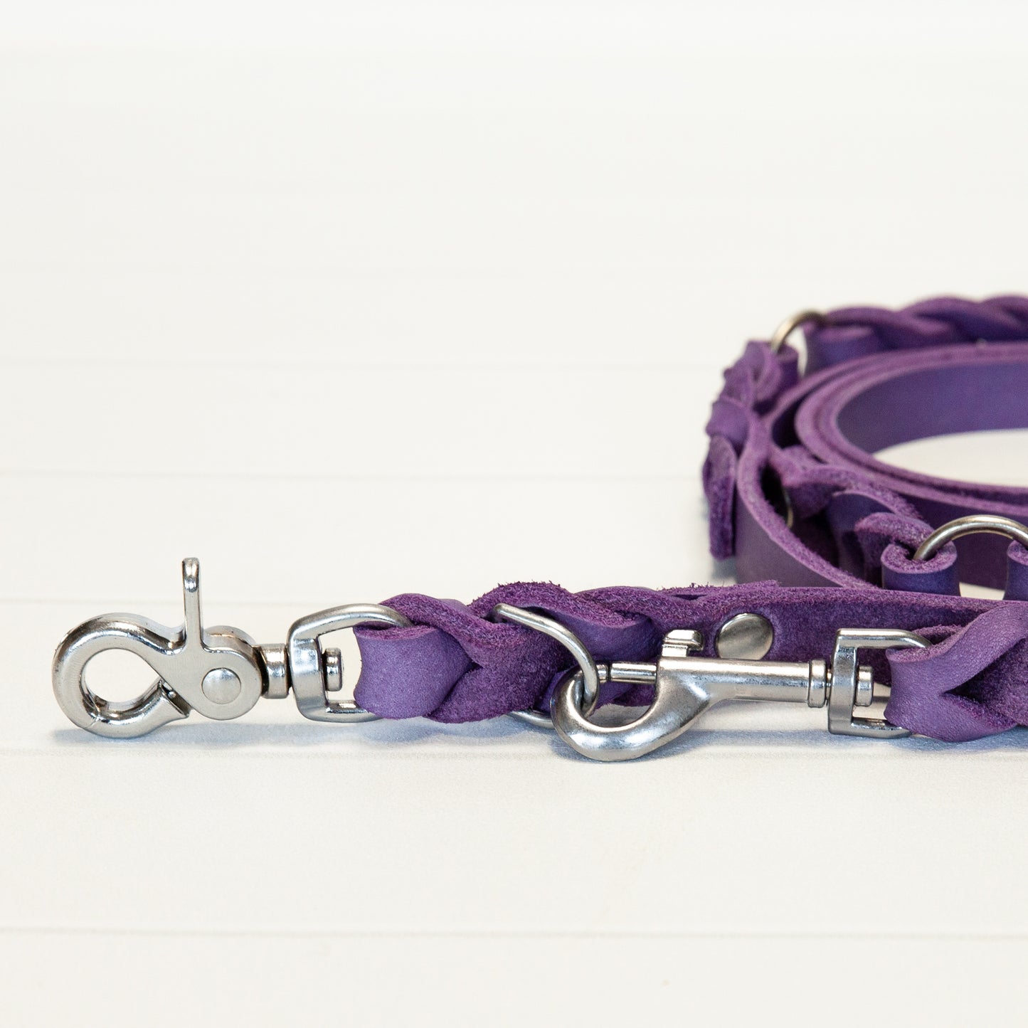 Set MILA | Hundeleine und Halsband | geflochtenes Leder | Lila