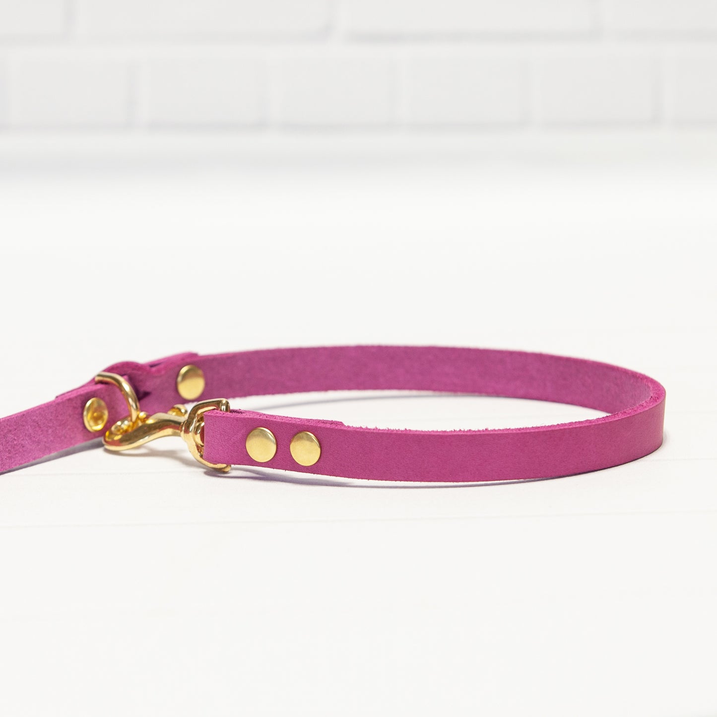 Set JIMINY für kleine Hunde | Lederleine und Halsband | Pink