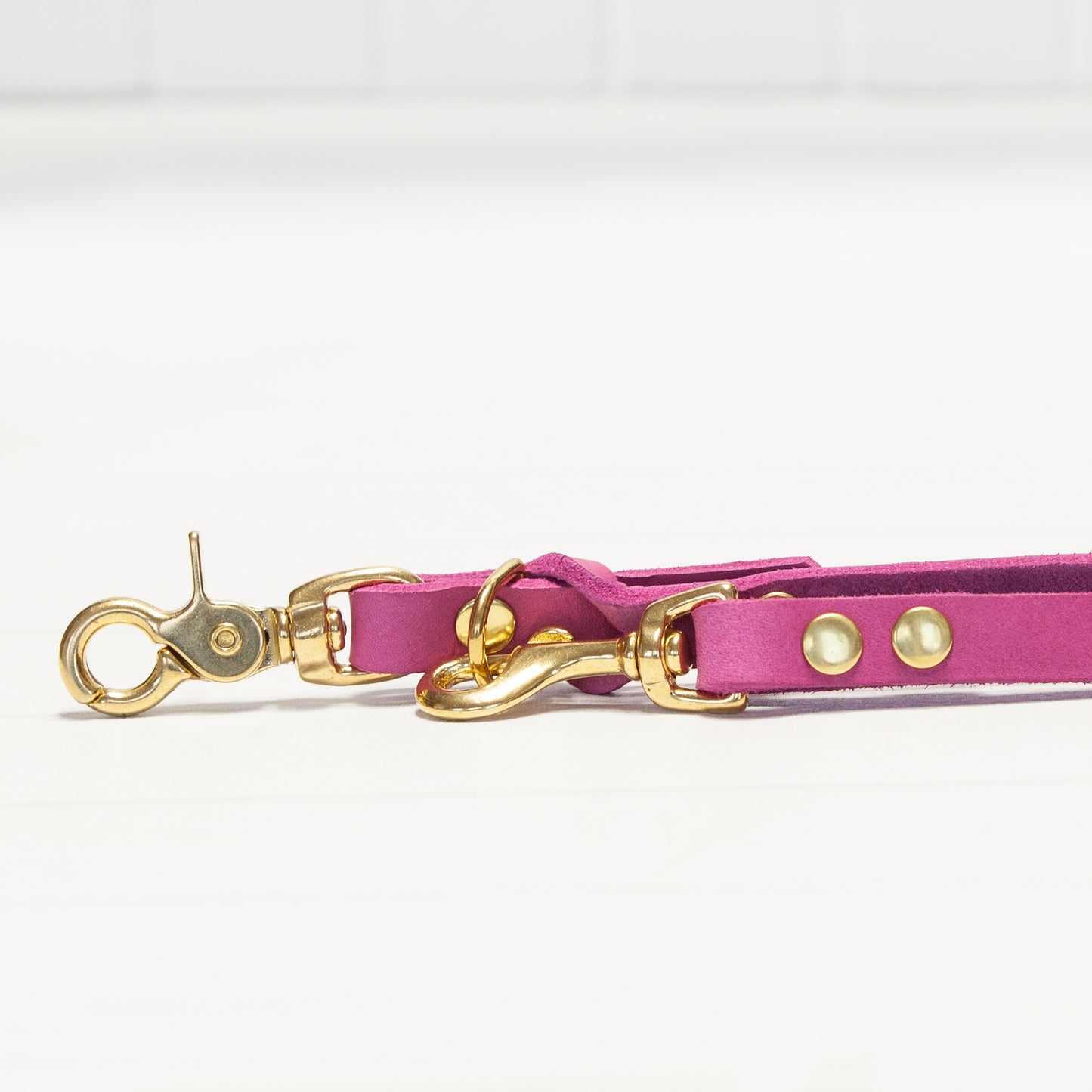 Set JIMINY für kleine Hunde | Lederleine und Halsband | Pink