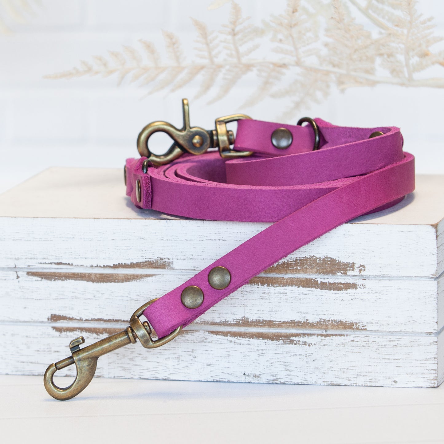 Set JIMINY für kleine Hunde | Lederleine und Halsband | Pink