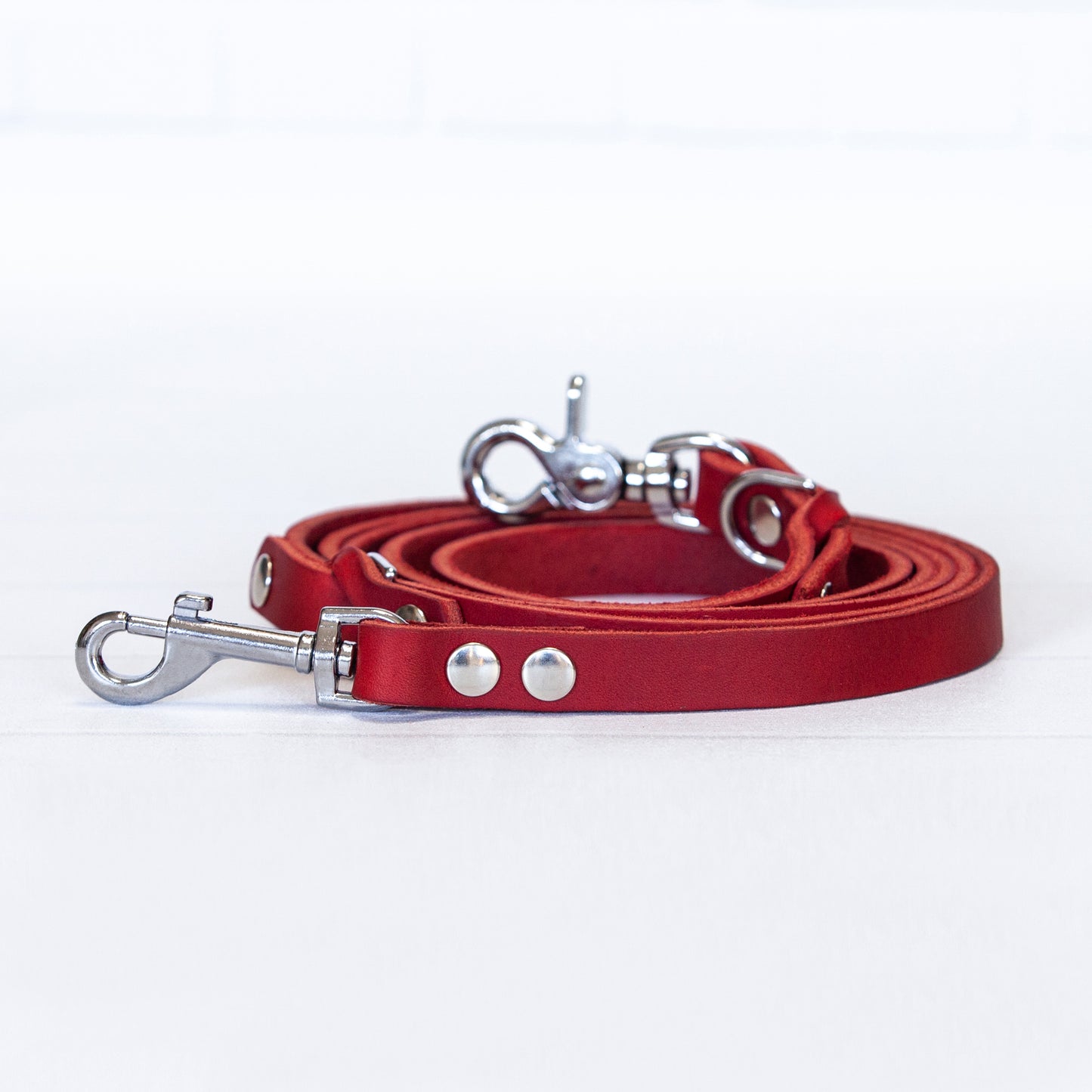 Set JIMINY für kleine Hunde | Lederleine und Halsband | Rot